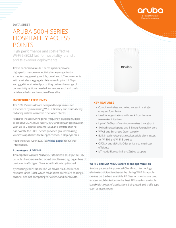 Aruba AP-503H data sheet