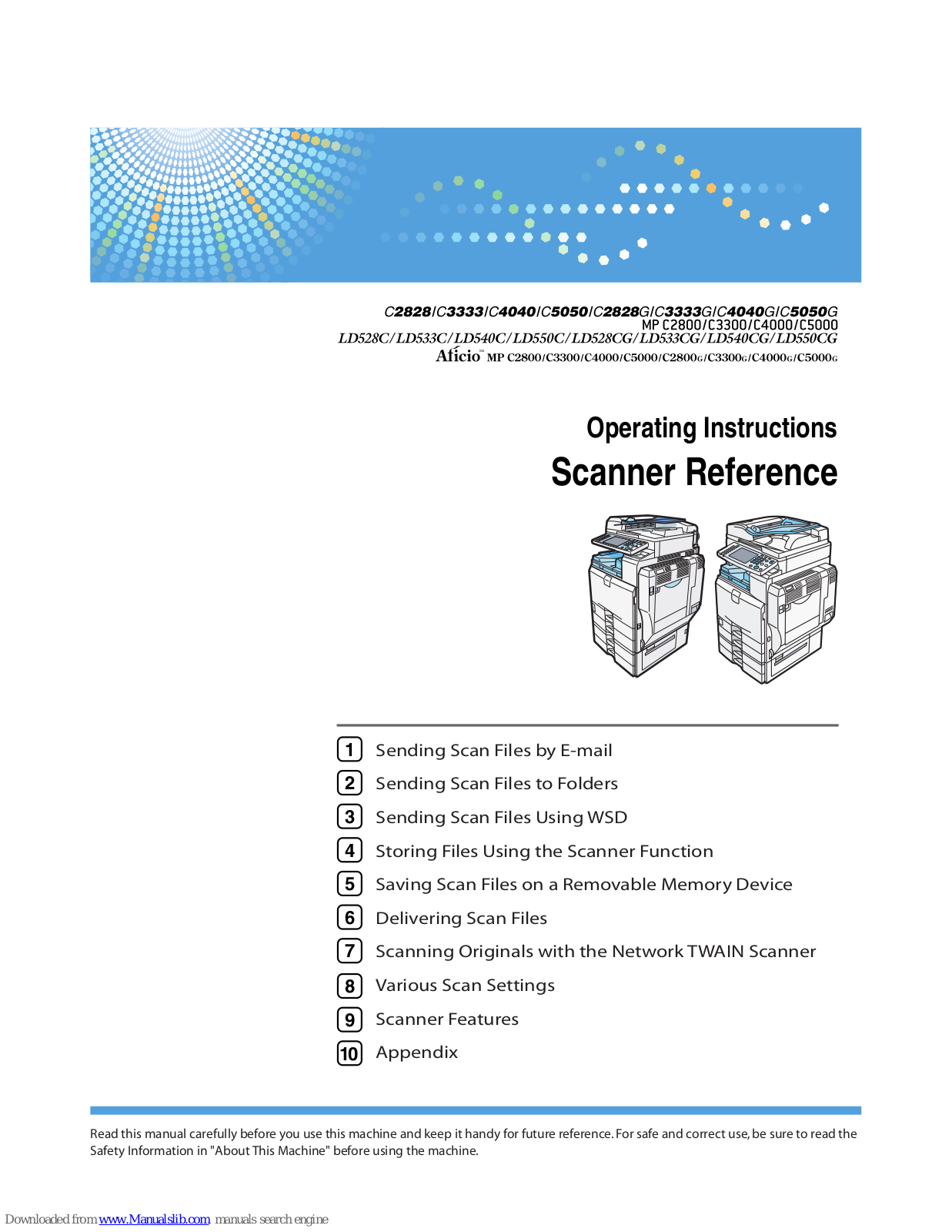 Ricoh C5050G, Aficio MP C2800, Aficio MP C3300, Aficio MP C4000, Aficio MP C5000 Function Manual