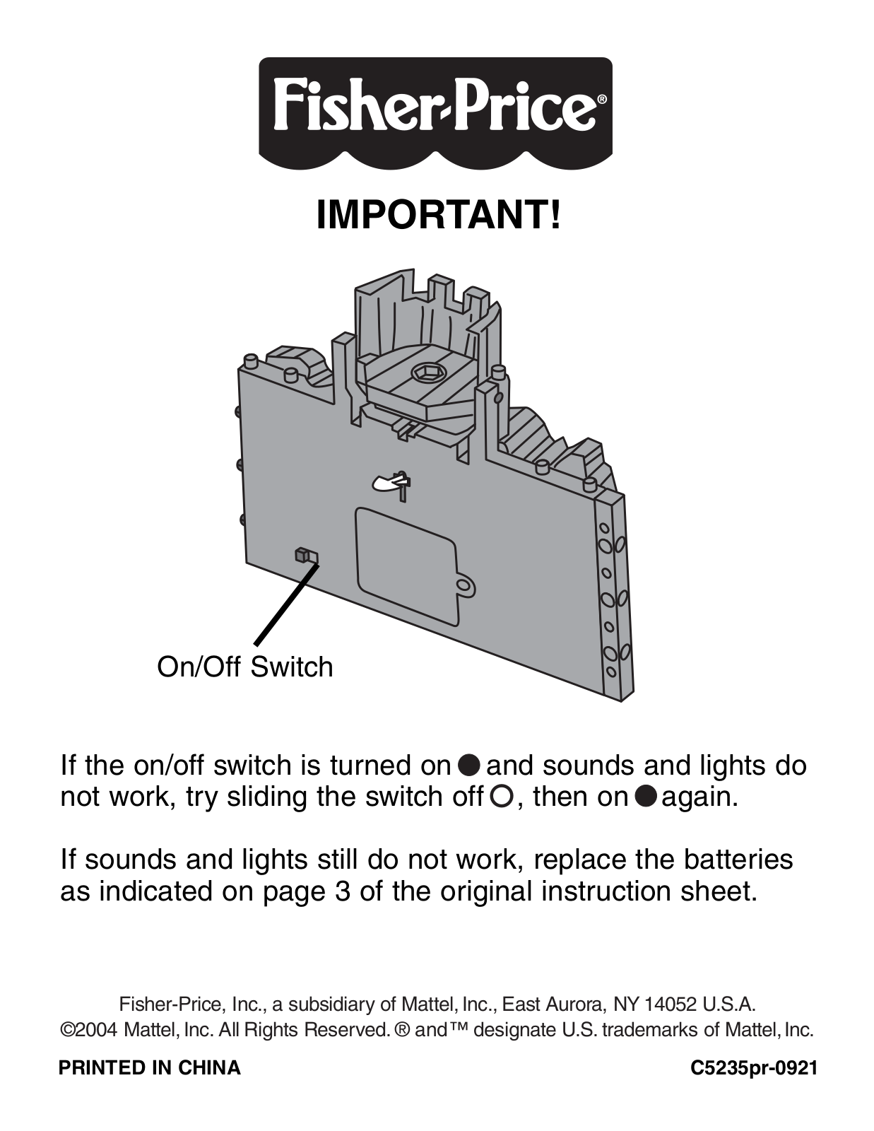 Fisher-Price C5235 Instruction Sheet