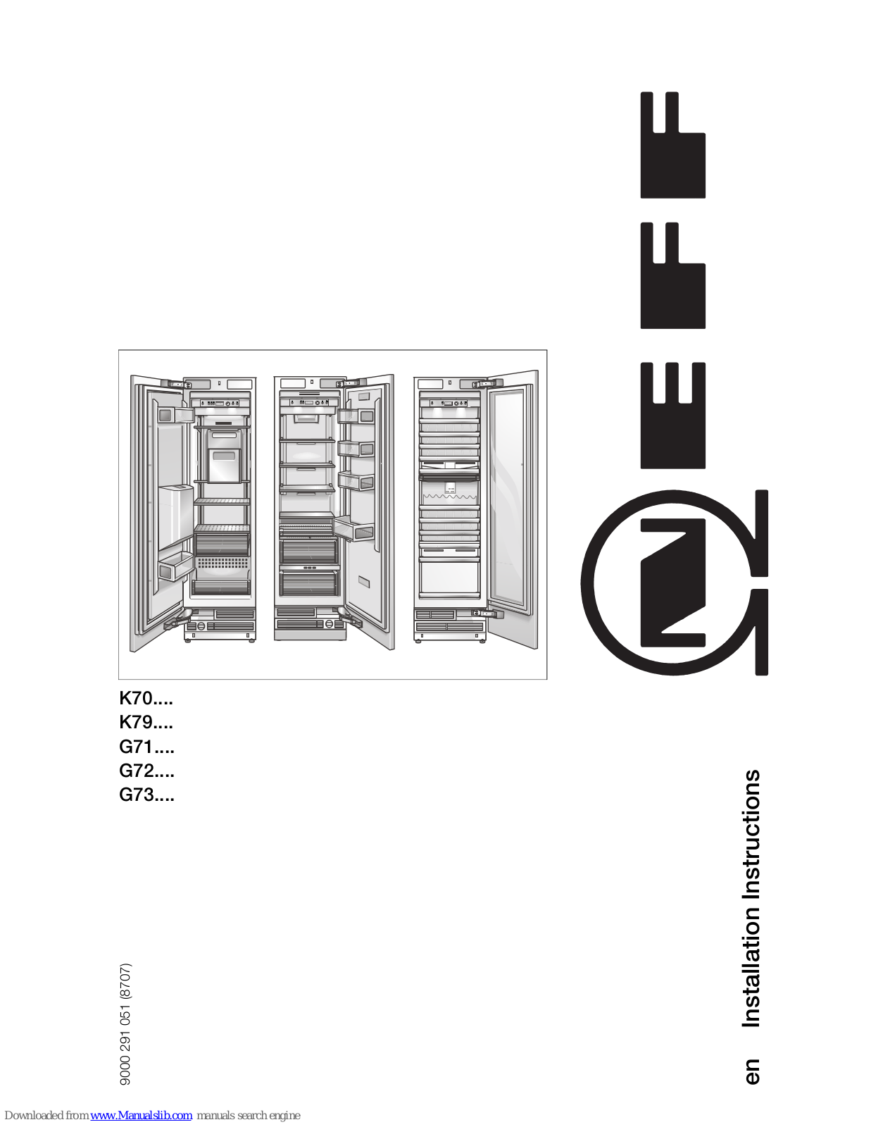 NEFF G7346X0, G7246X0, G7261X0, K7061X0, K7076X0 Installation Instructions Manual