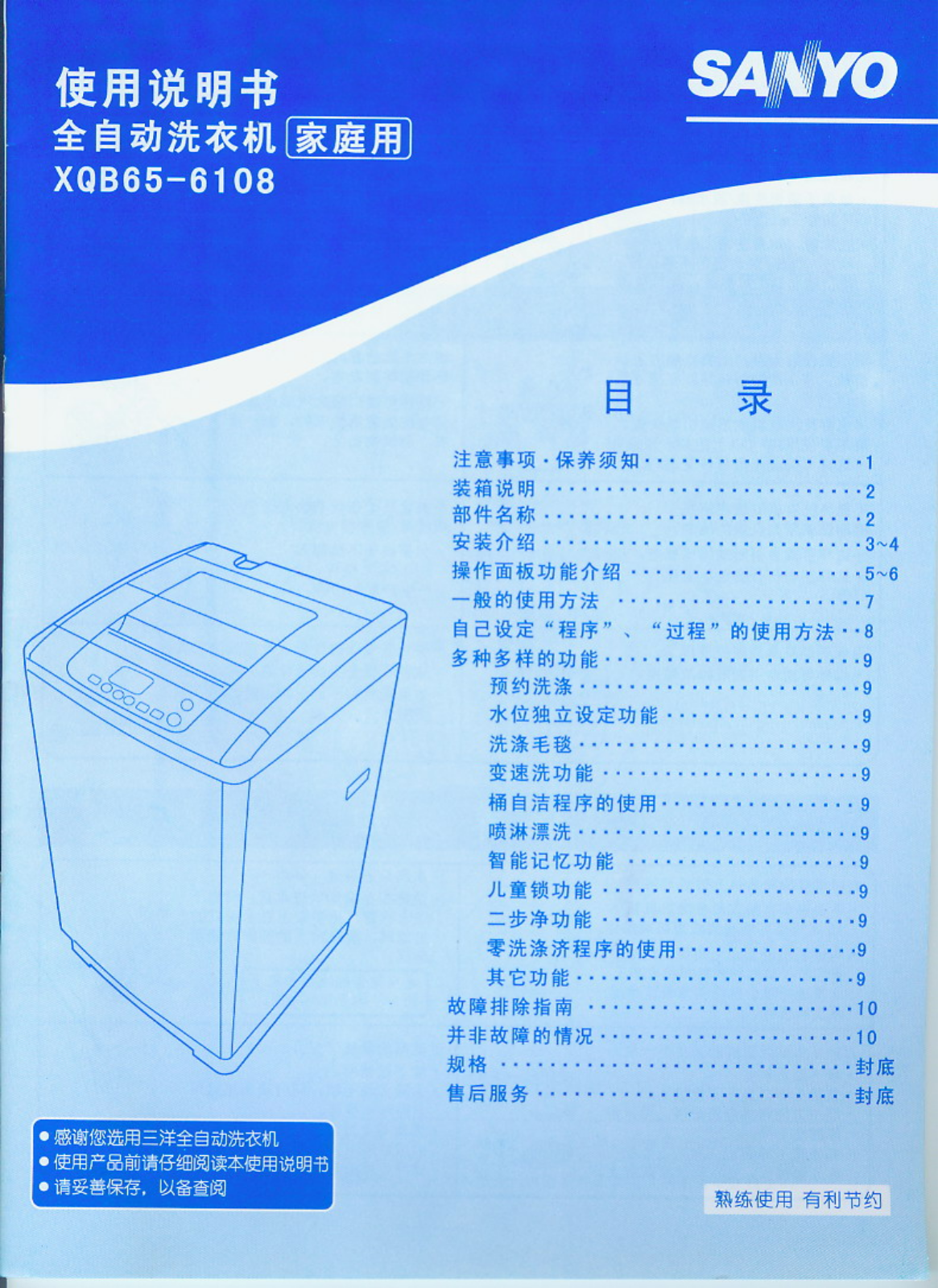 SANYO XQB65-6108 User Manual