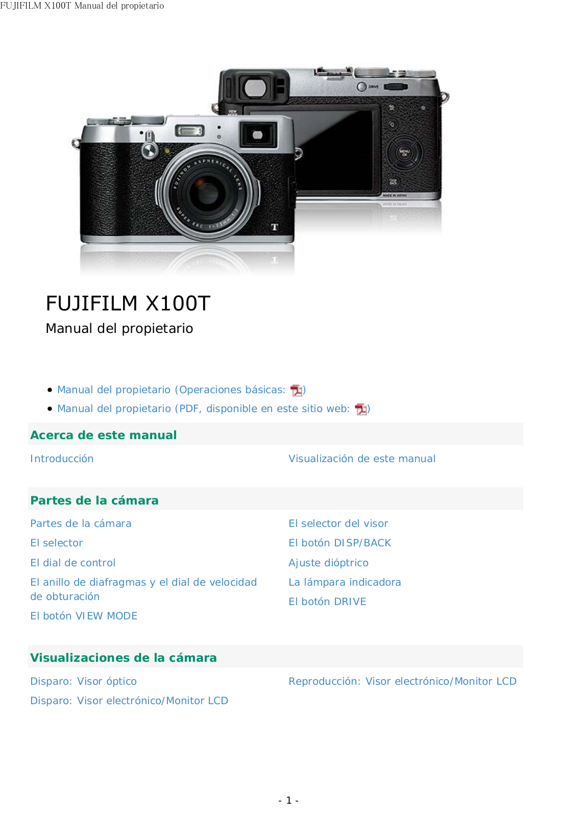 Fujifilm X-100T Manual del propietario