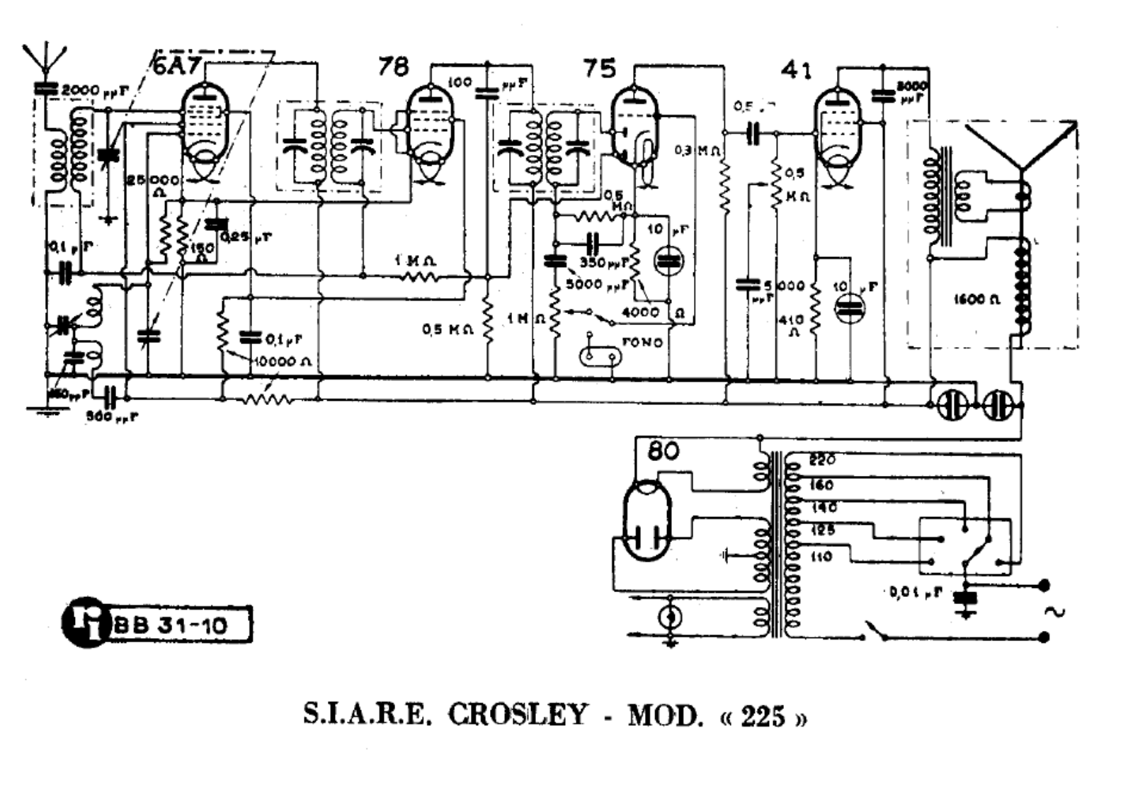 Siare Crosley 225 schematic