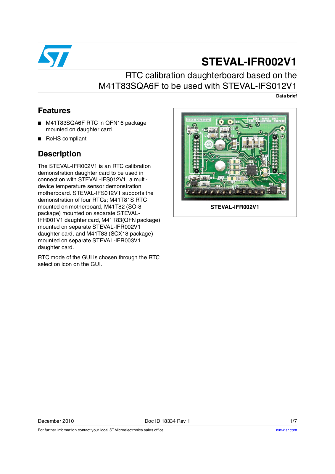 ST IFR002V1 User Manual