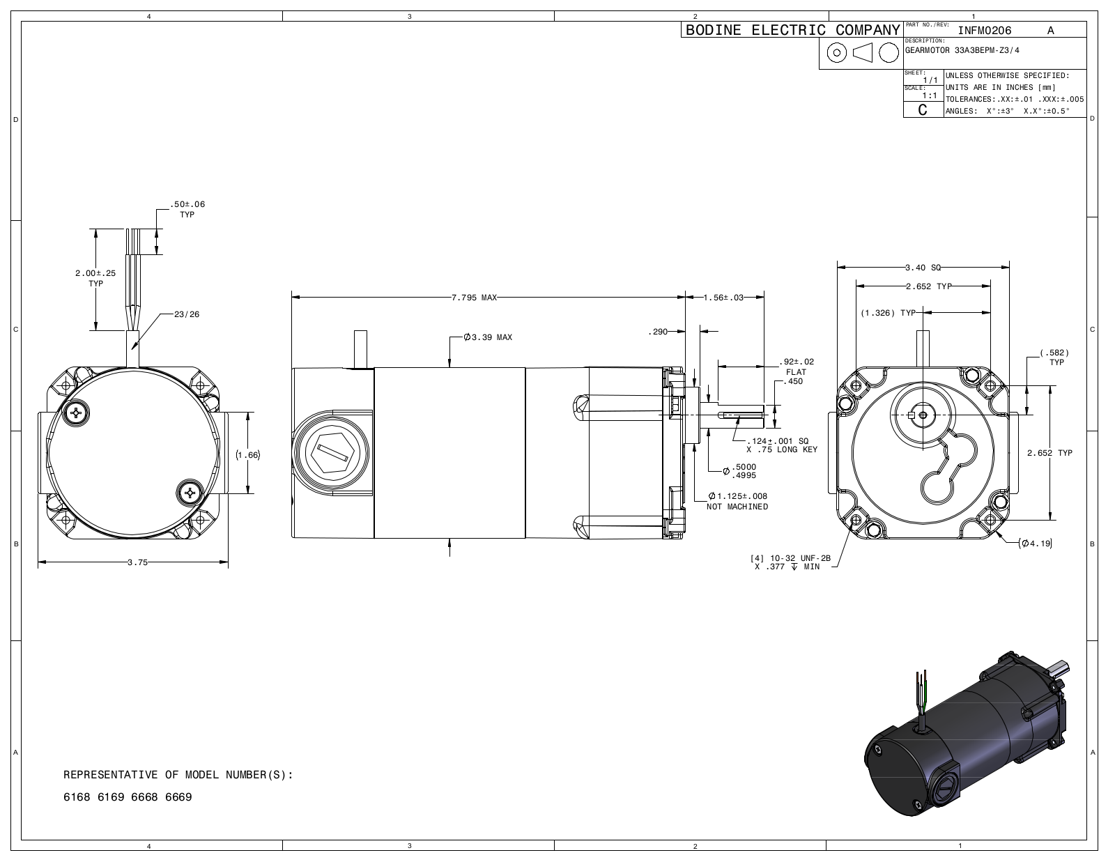 Bodine 6168, 6169, 6668, 6669 Reference Drawing