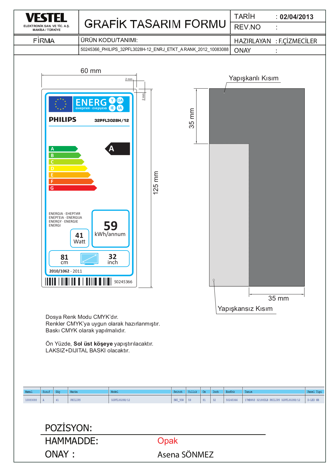 Philips 32PFL3028H/12 Europeen Energy Label - GLOBAL