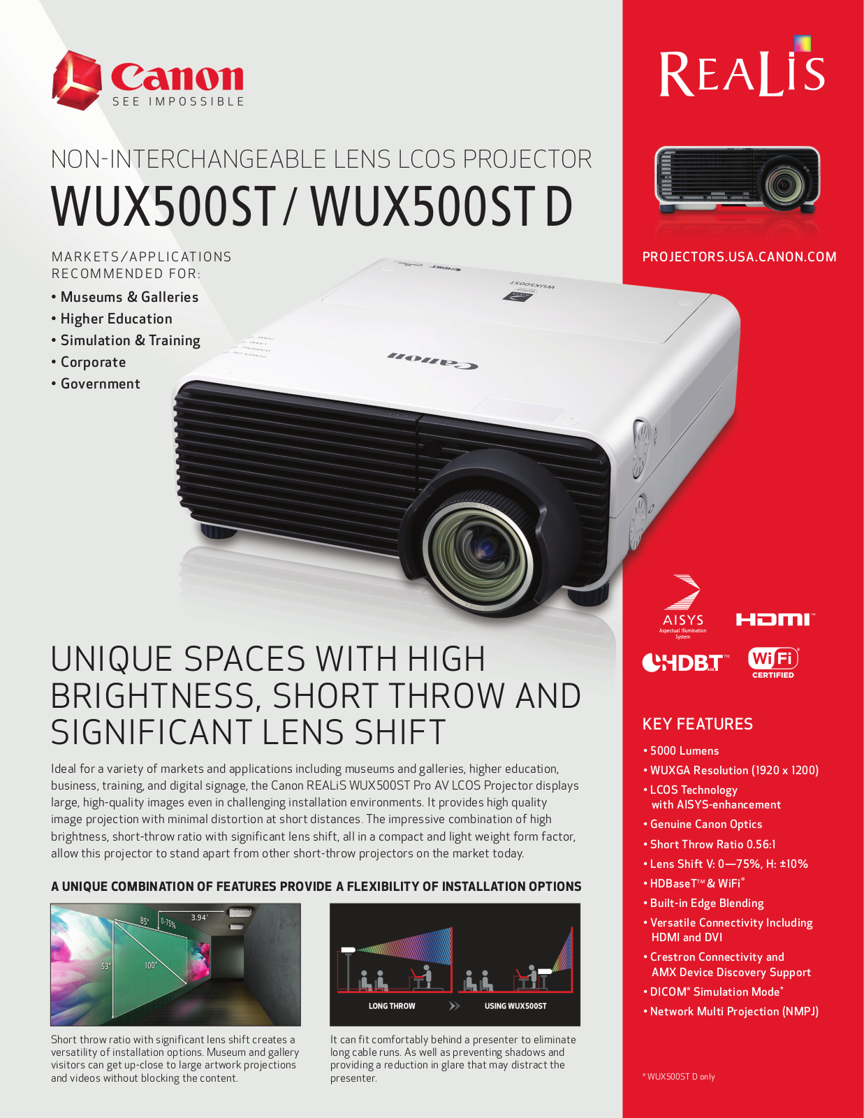 Canon REALiS WUX500ST, REALiS WUX500ST D Data Sheet