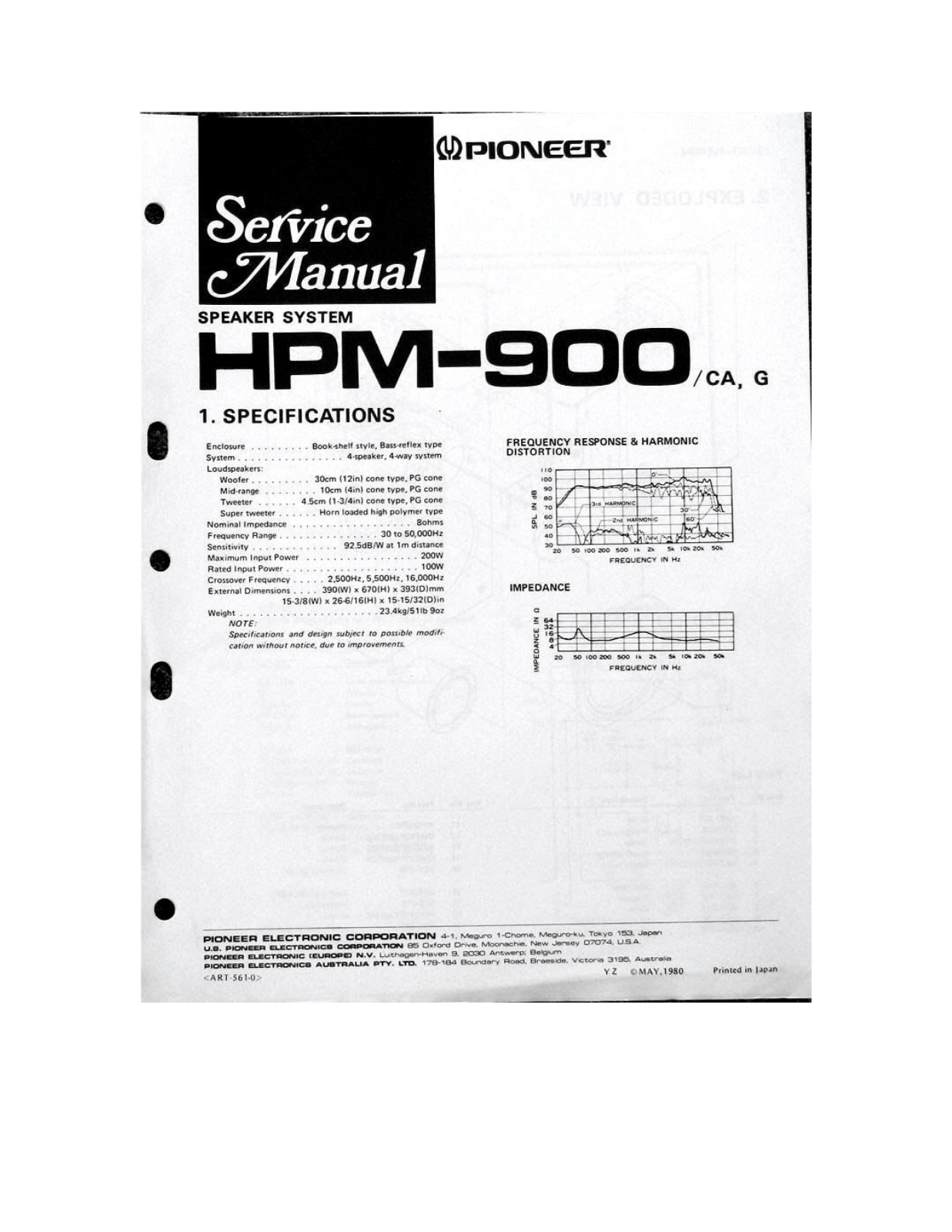 Pioneer HPM-900 Service manual