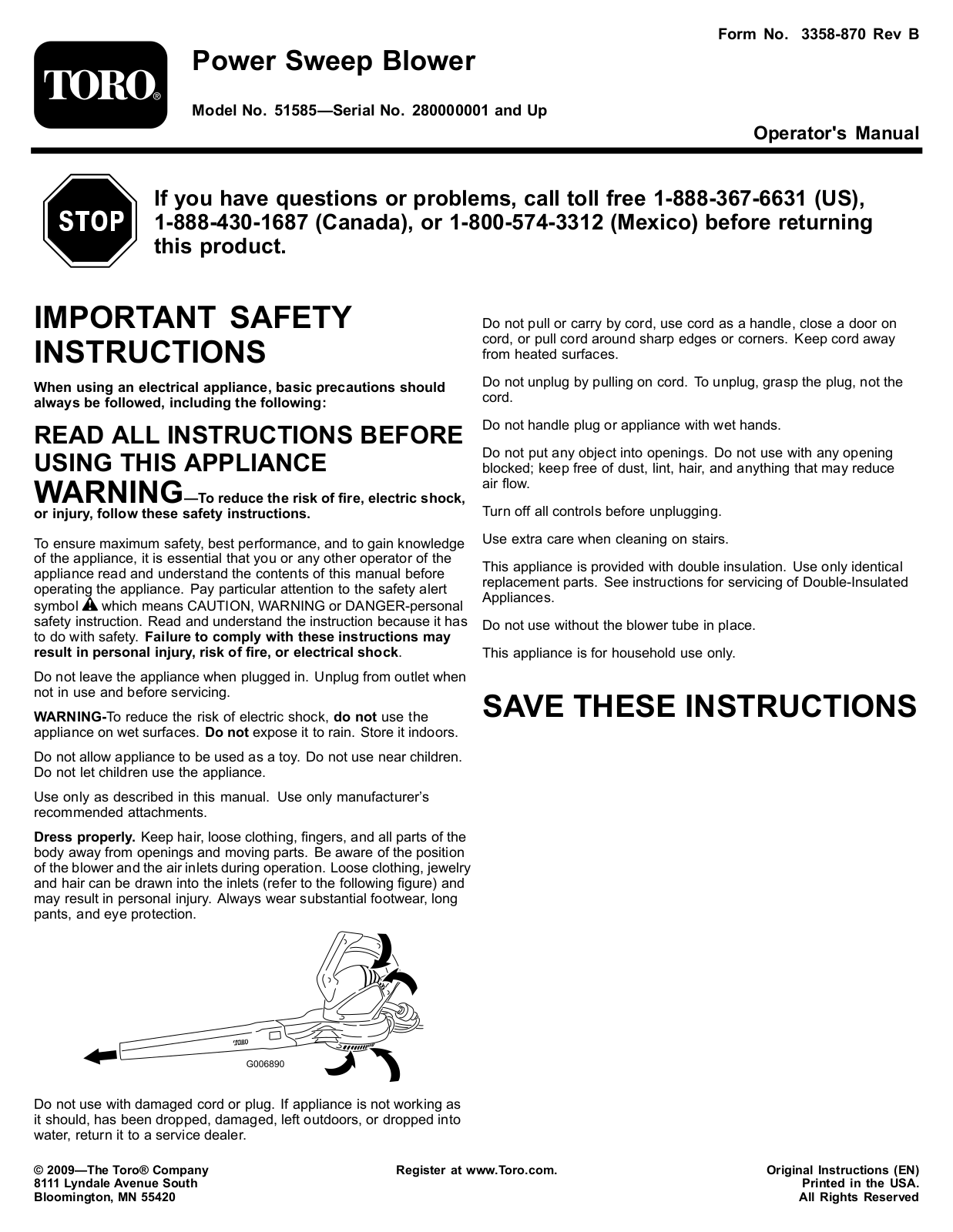 Toro 51585 Operator's Manual