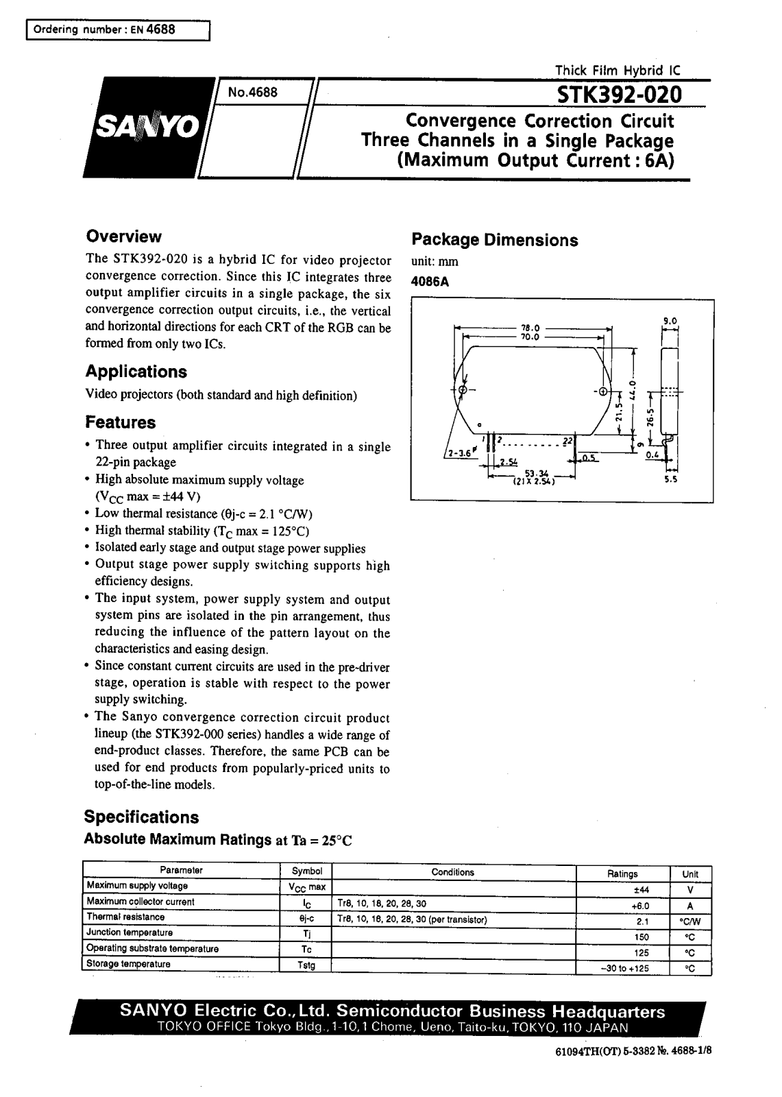 SANYO STK392-020 Datasheet