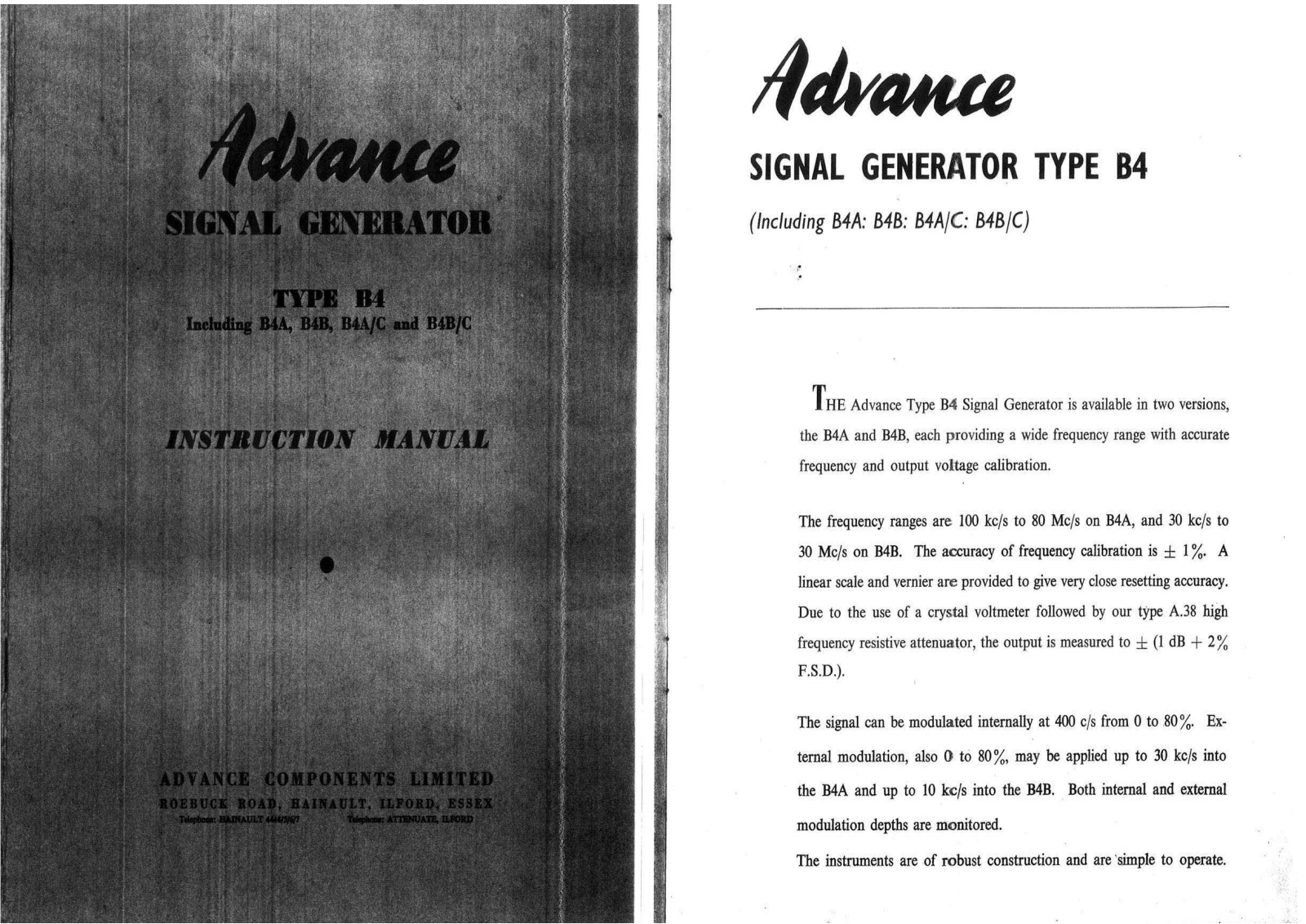 Advance Instruments B4 Instruction Manual