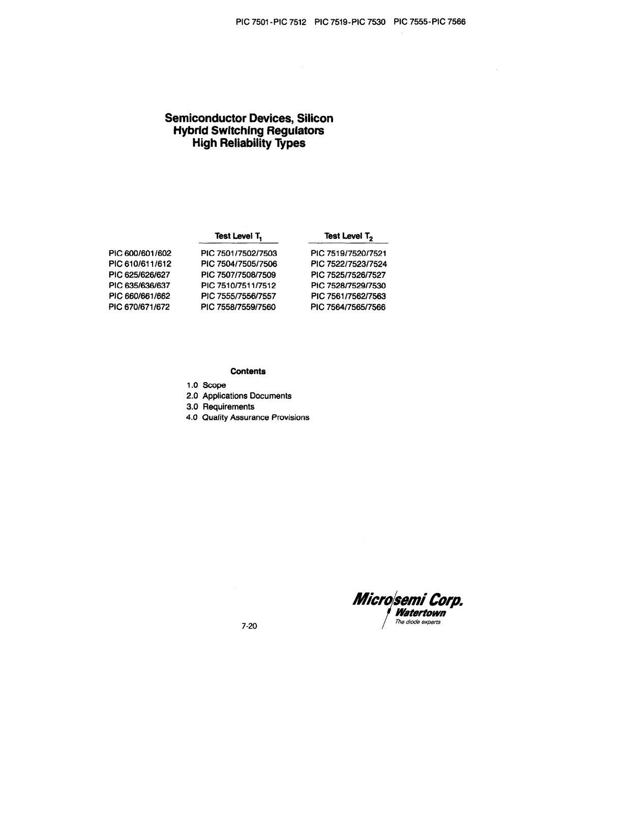 Microsemi Corporation PIC7519, PIC7520, PIC7521, PIC7522, PIC7523 Datasheet