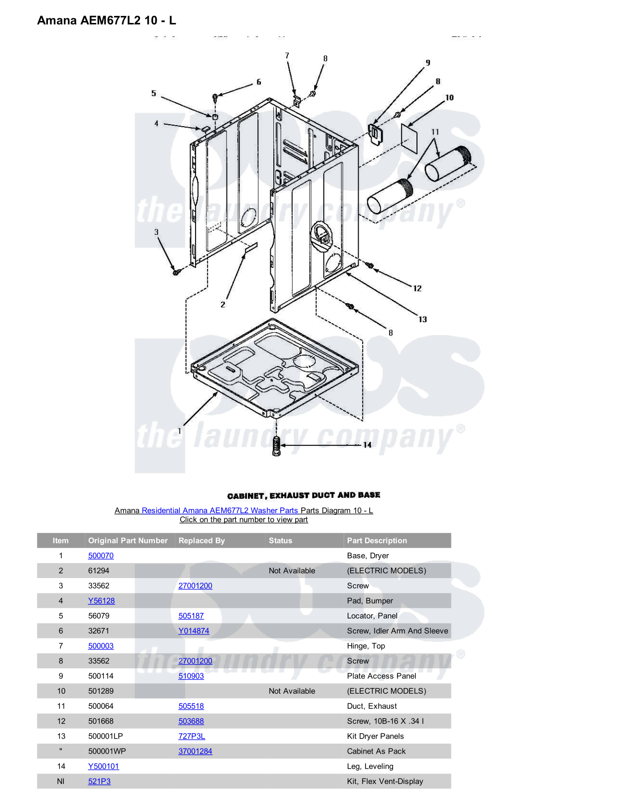 Amana AEM677L2 Parts Diagram