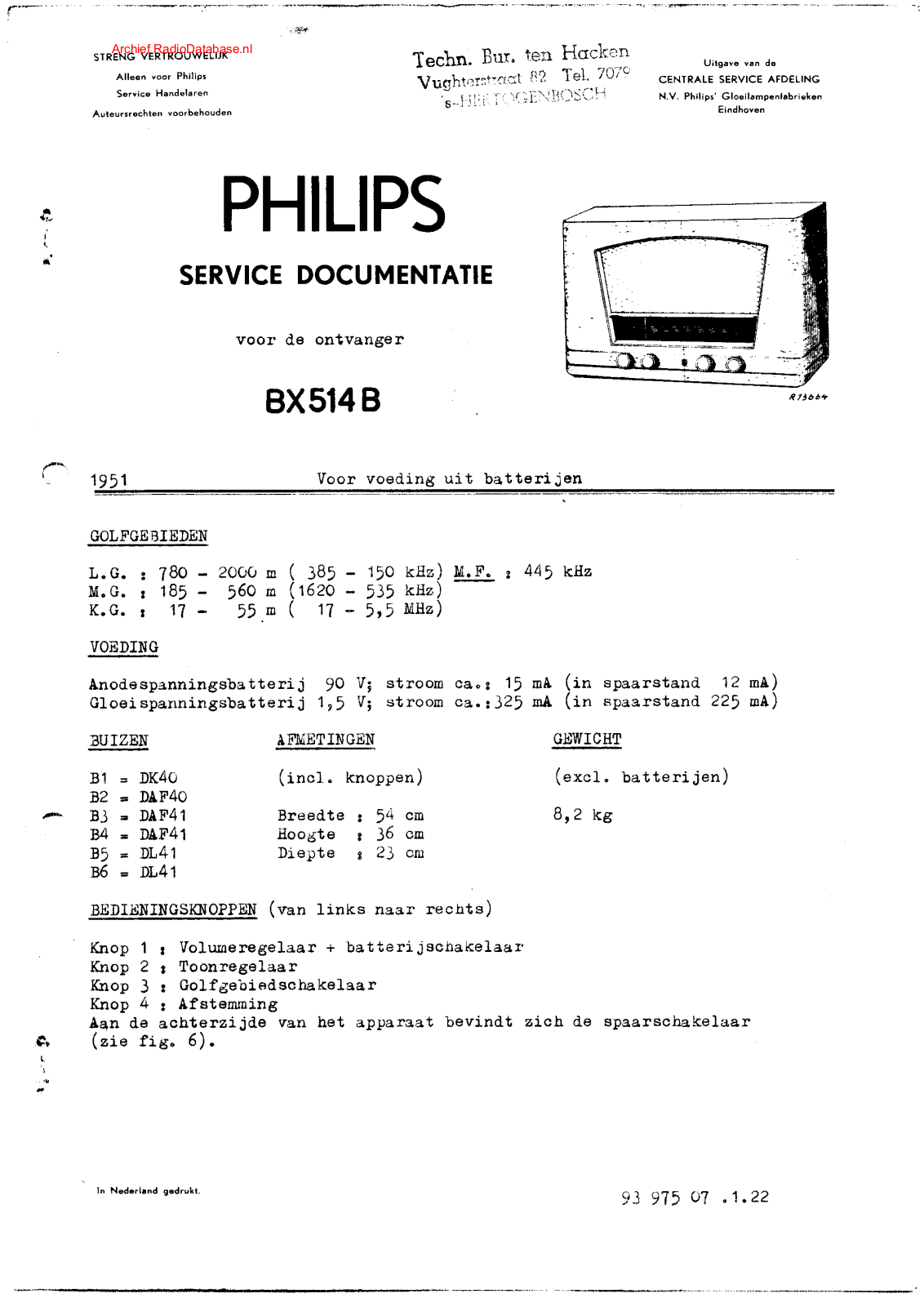 Philips BX514B Schematic