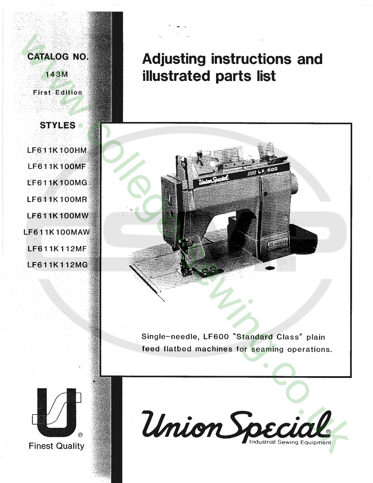 Union Special 143M Parts Book