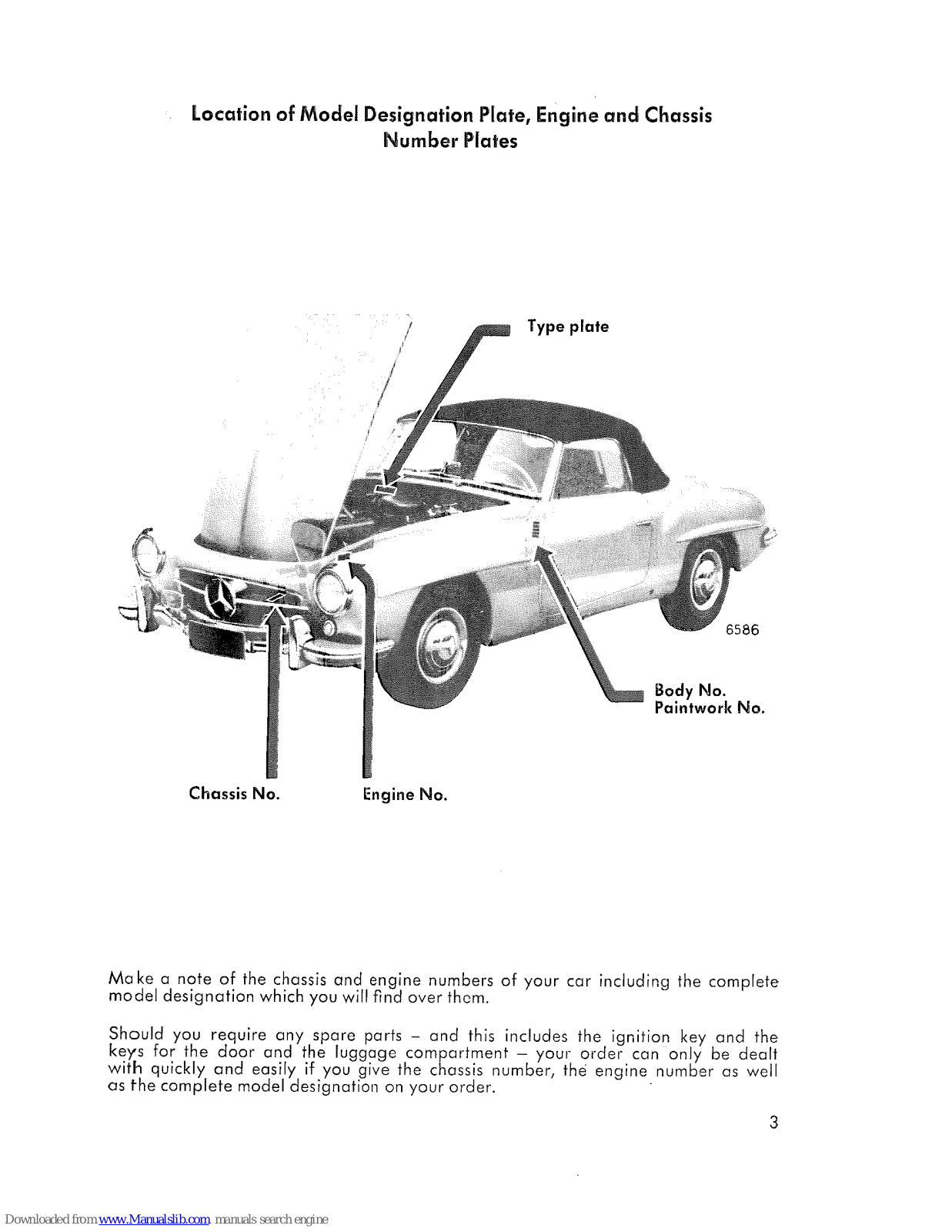 Mercedes-Benz 190 SL User Manual