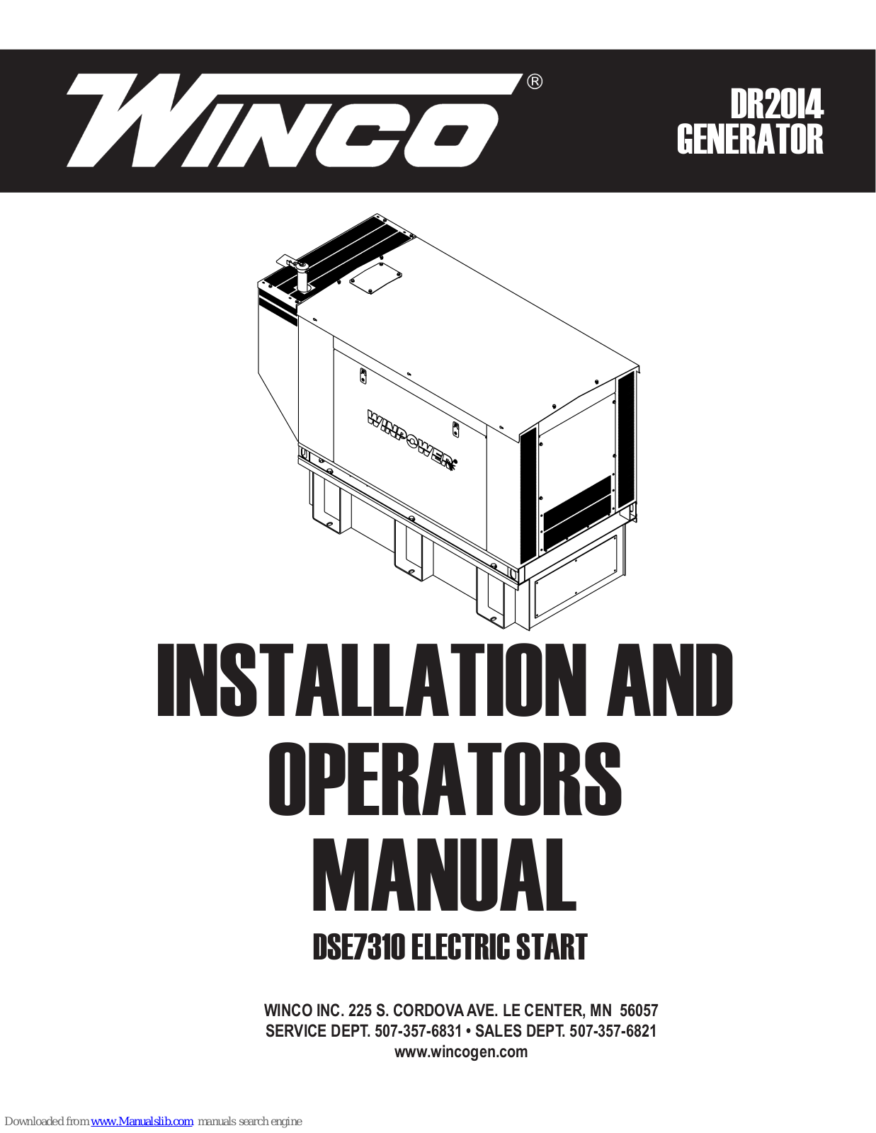 Winco DR2014 Installation And Operator's Manual