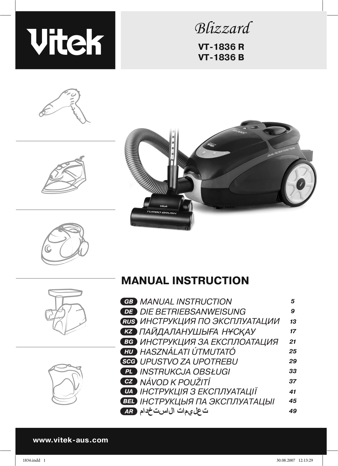 Vitek VT-1836 B, VT-1836 R User Manual