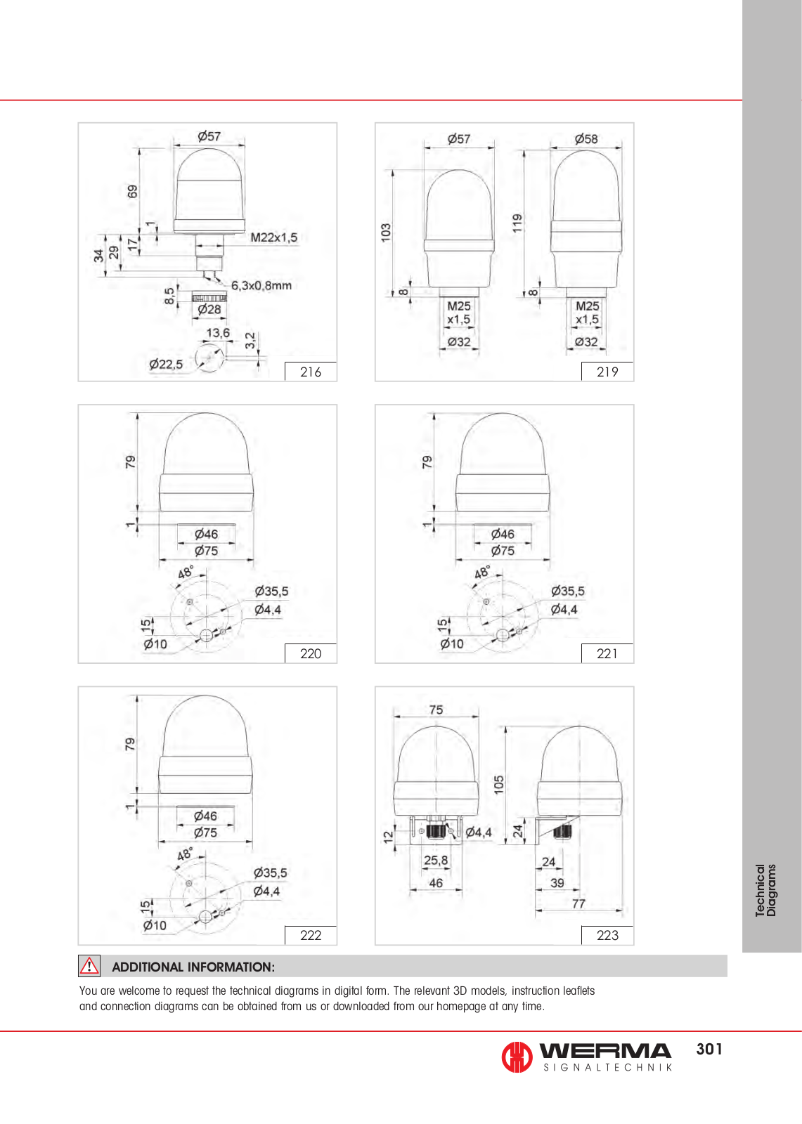 Werma 216, 219, 220, 221, 222 Technical Diagrams