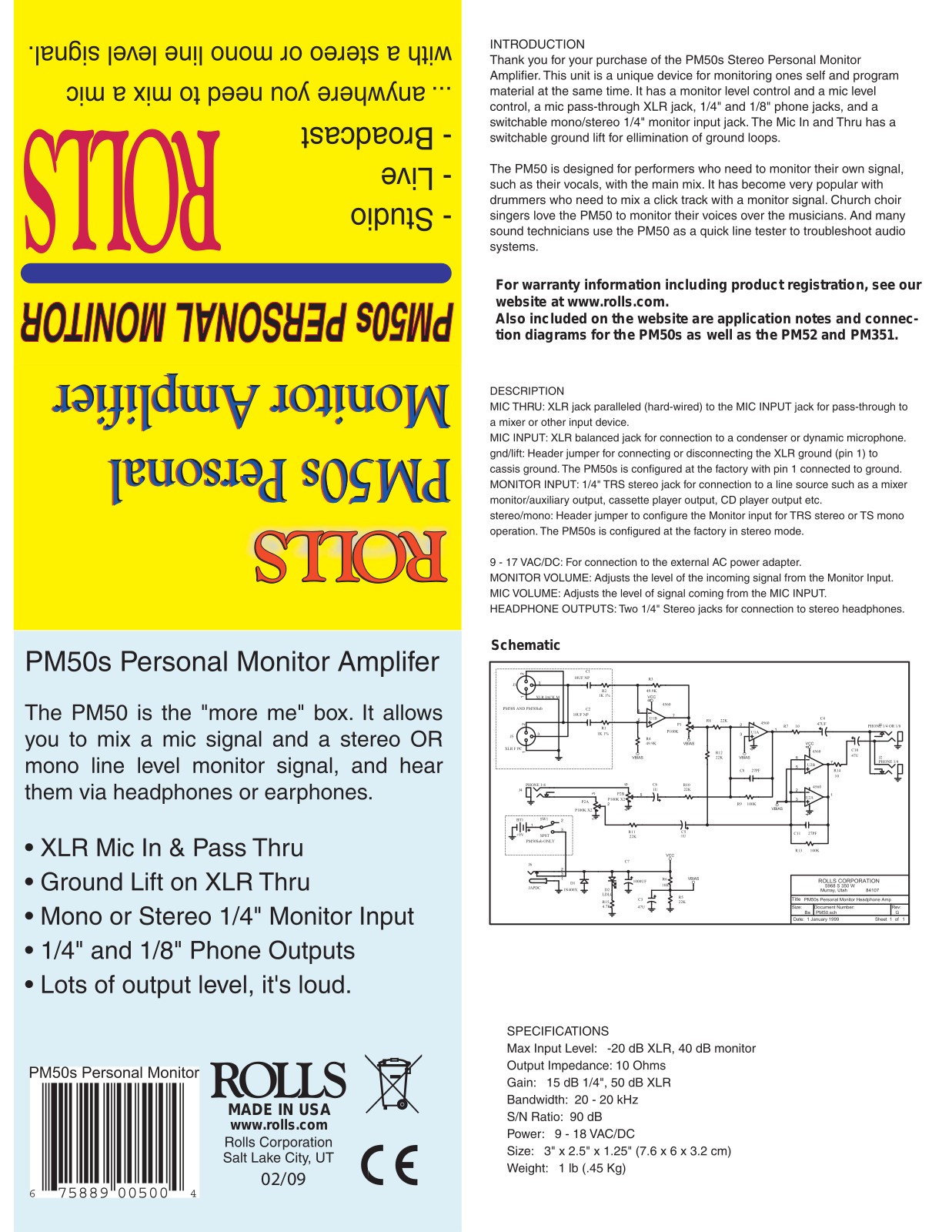 Rolls PM351, PM50 User Manual