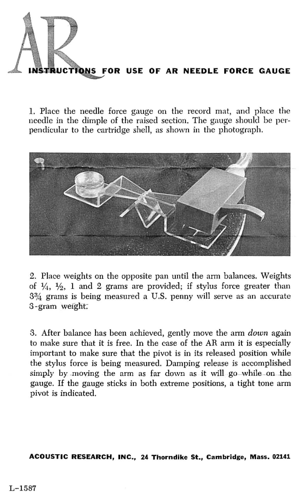 Acoustic Research Turntable Owners manual