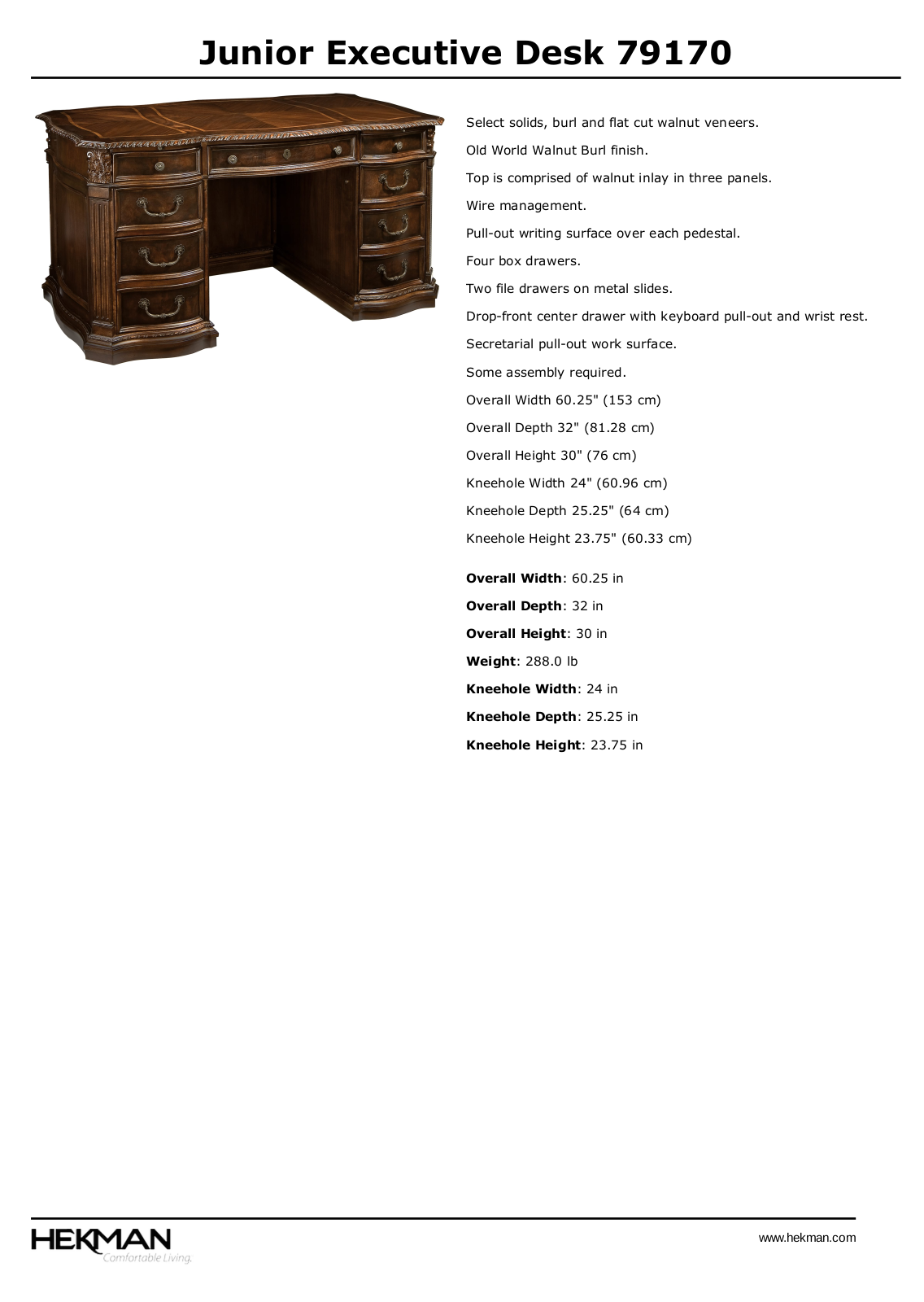 Hekman W004093589 Specifications - ManualMachine.com