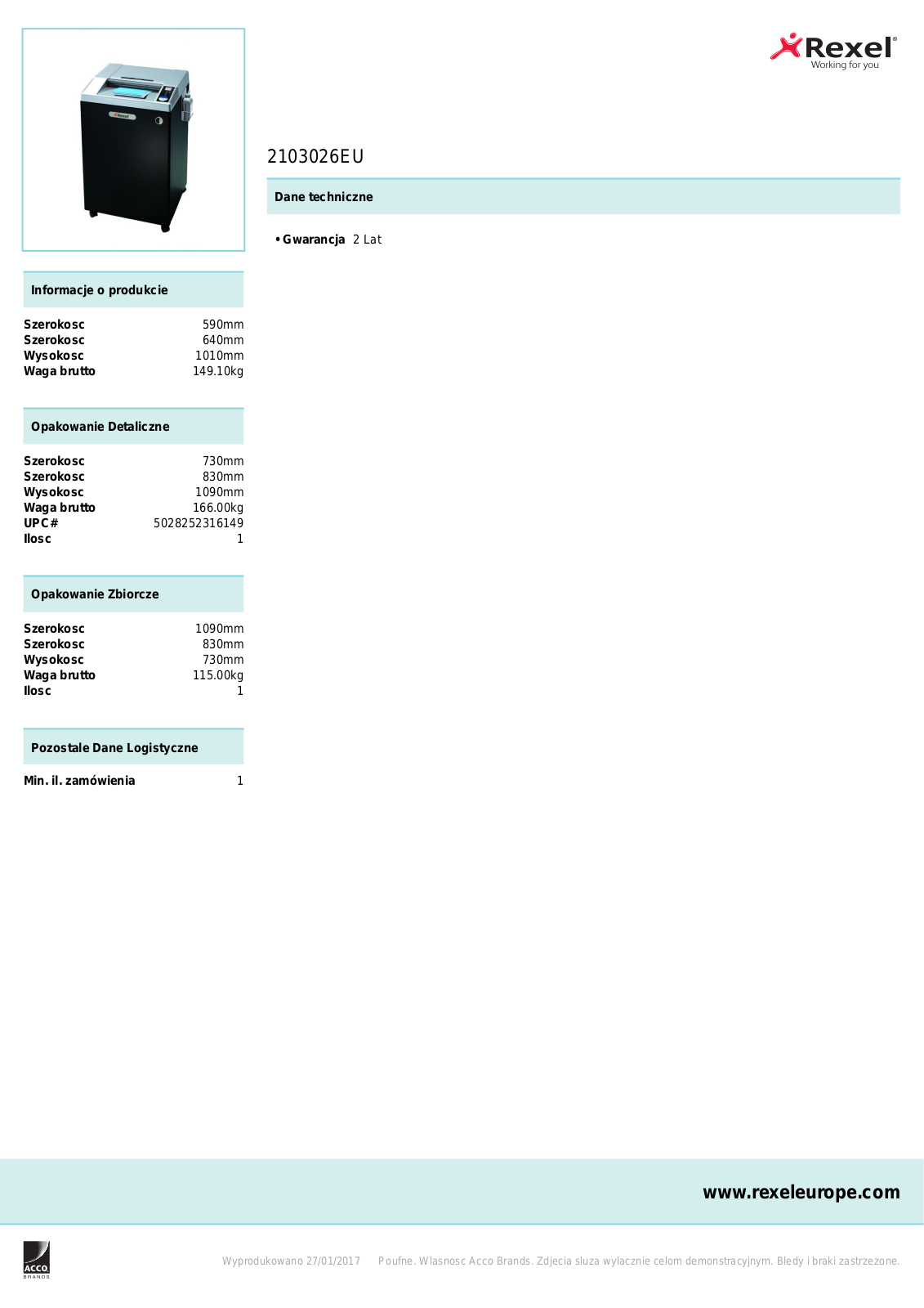 Rexel 2103026EU User Manual