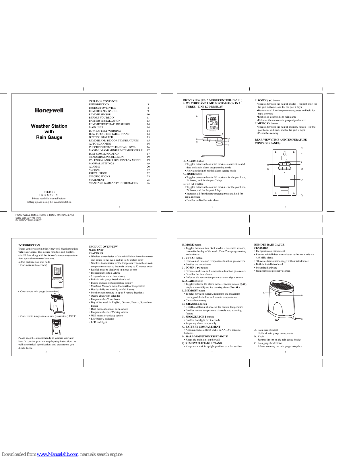 Honeywell TE150 User Manual