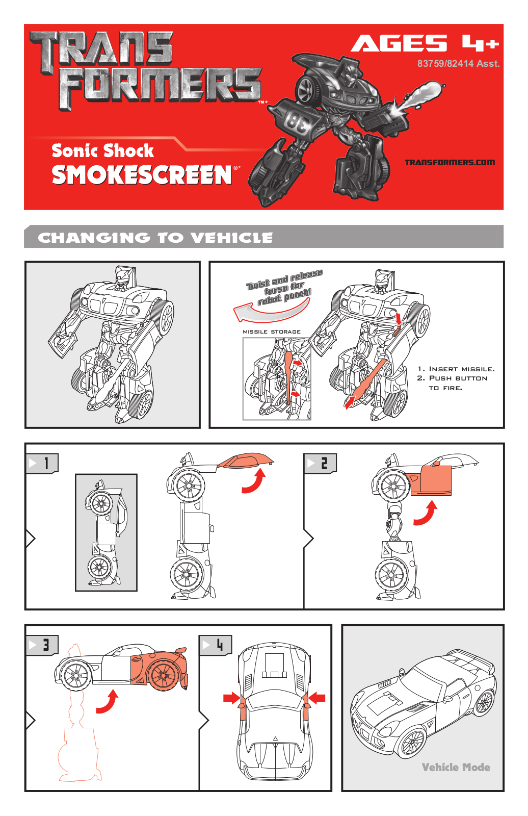 HASBRO Transformers Sonic Shock Smokescreen User Manual