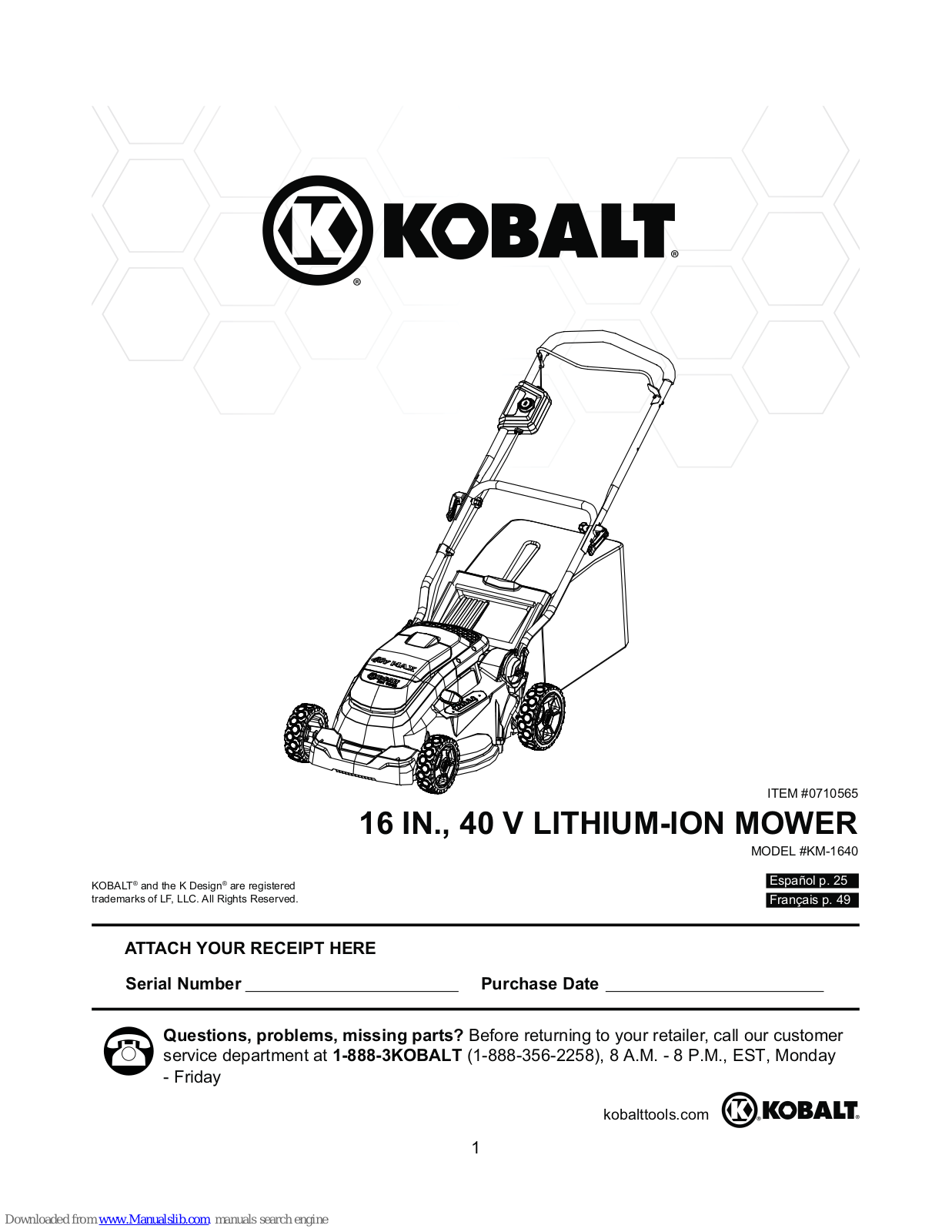 Kobalt KM-1640 Manual Manual