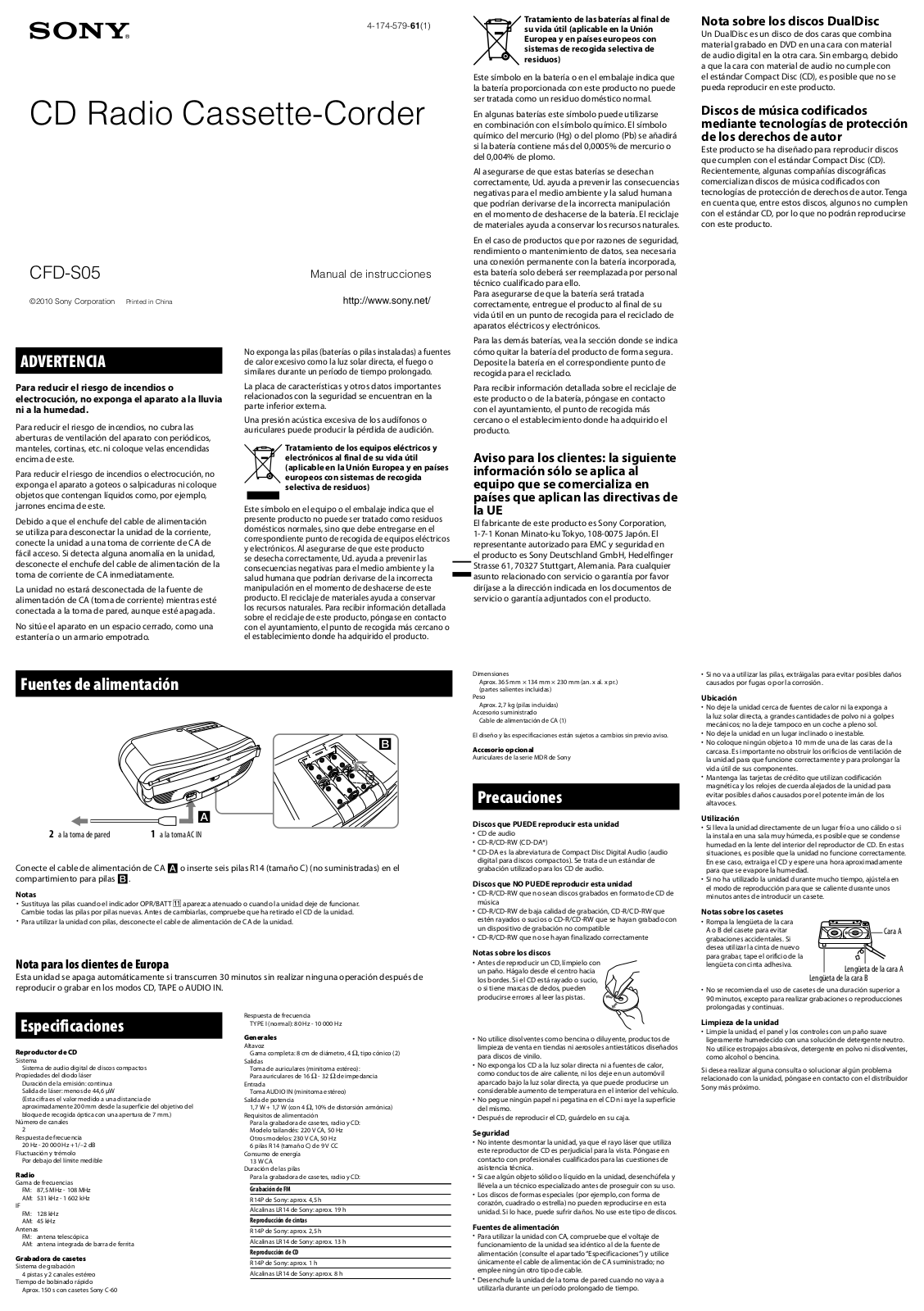 Sony CFD-S05 User Manual