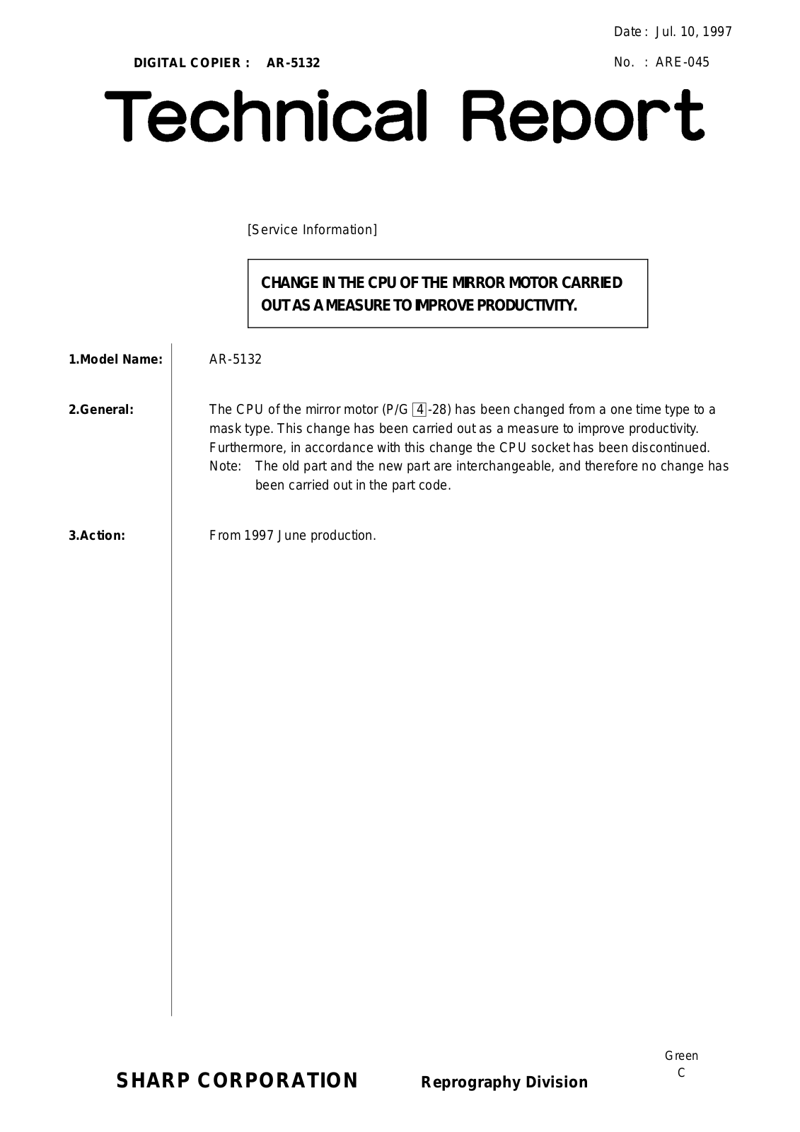 SHARP ARE045 Technical Report