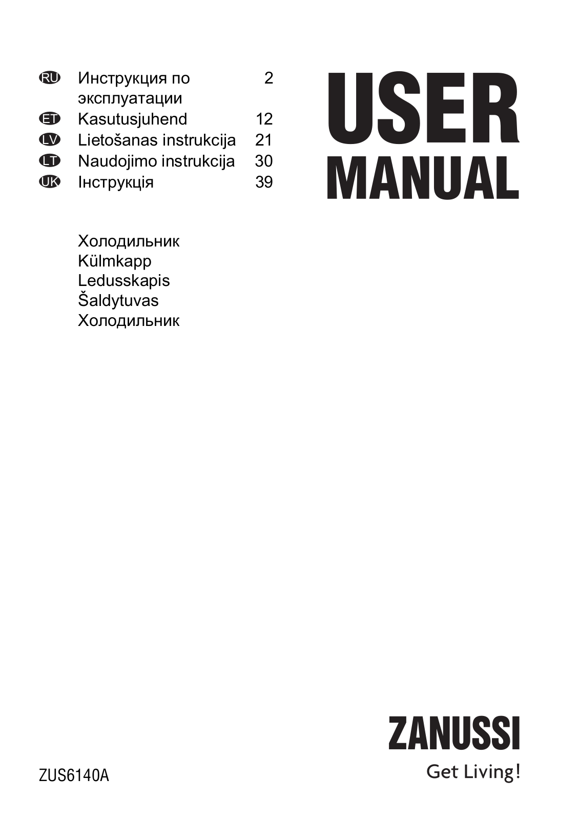 Zanussi ZUS6140A User manual