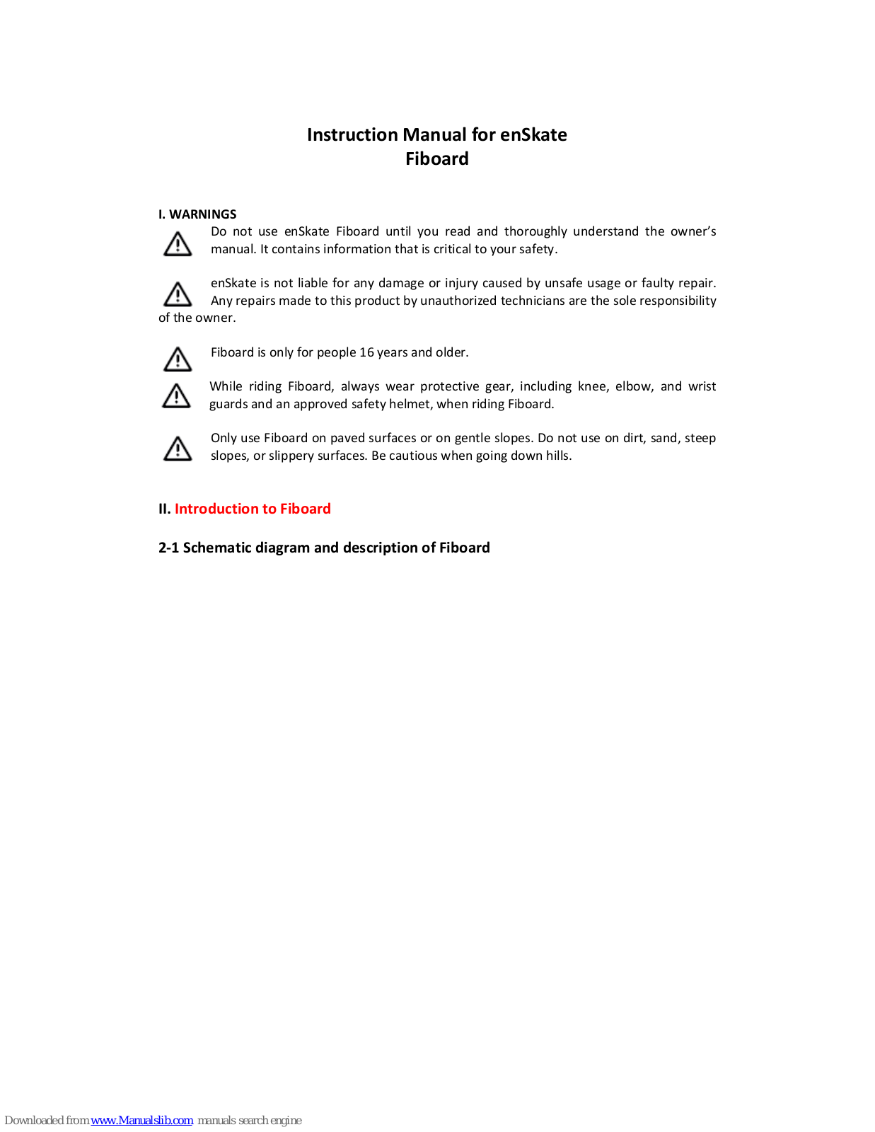 enSkate Fiboard Instruction Manual