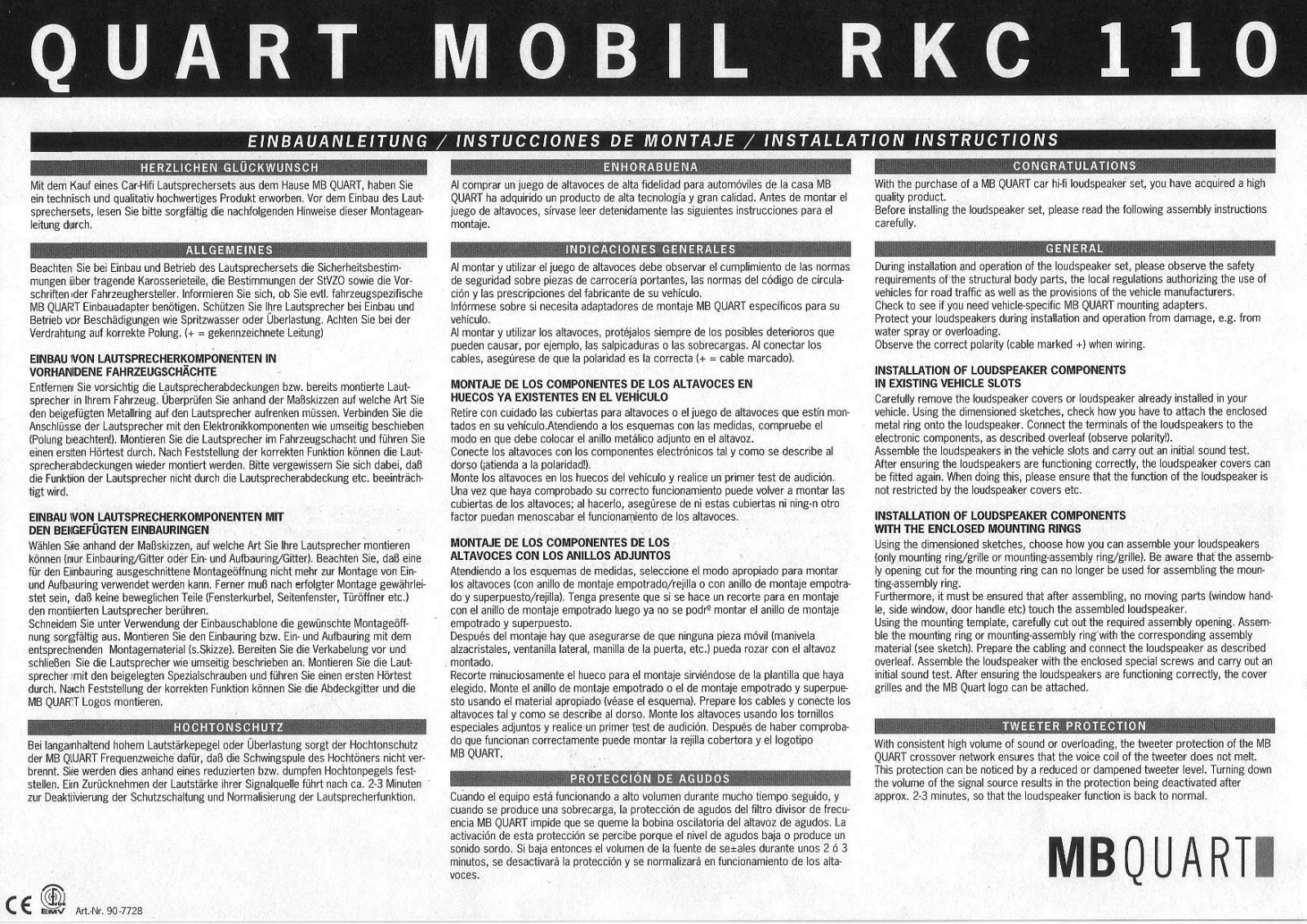 MB QUART RKC 110 User Manual