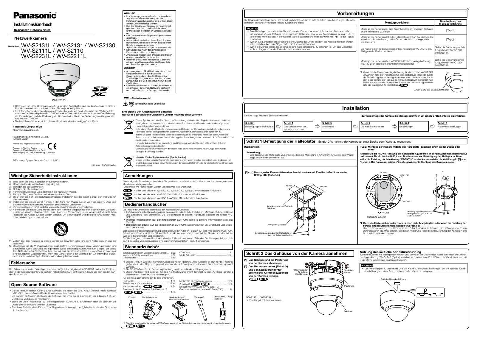 Panasonic WV-S2131L, WV-S2131, WV-S2130, WV-S2111L, WV-S2110 User guide