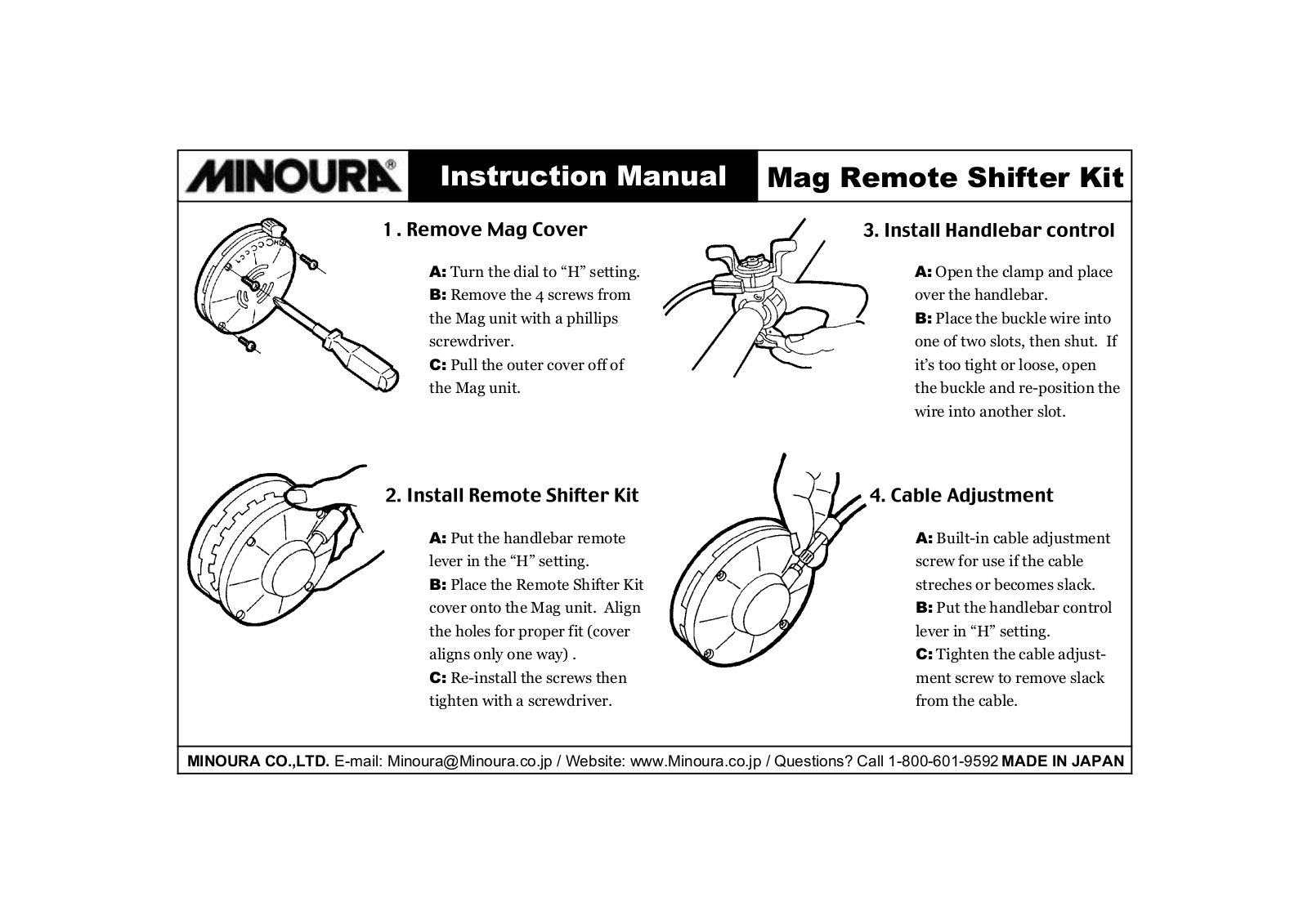 Minoura REMOTE SHIFTER KIT User Manual - ManualMachine.com