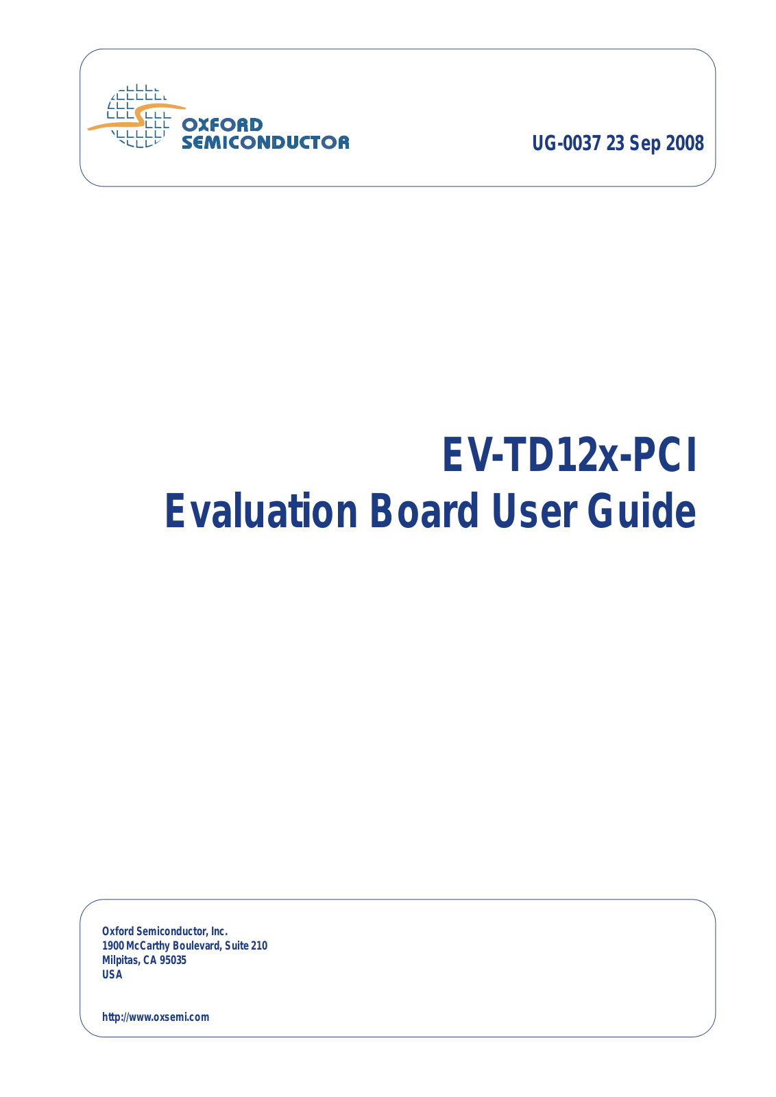 OXFORD EV-TD12x-PCI User Guide