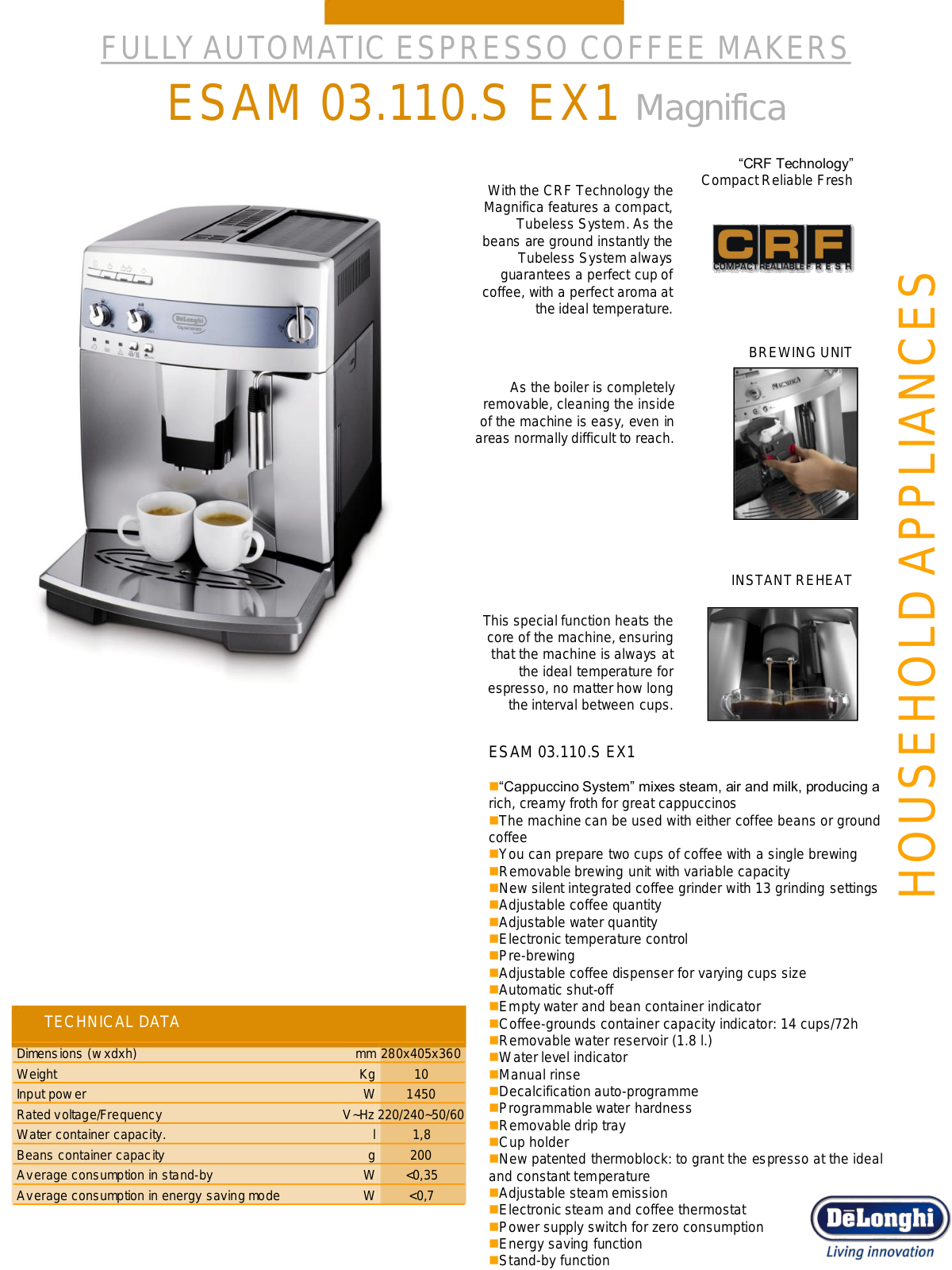 DeLonghi ESAM 03.110.S EX1 User Manual