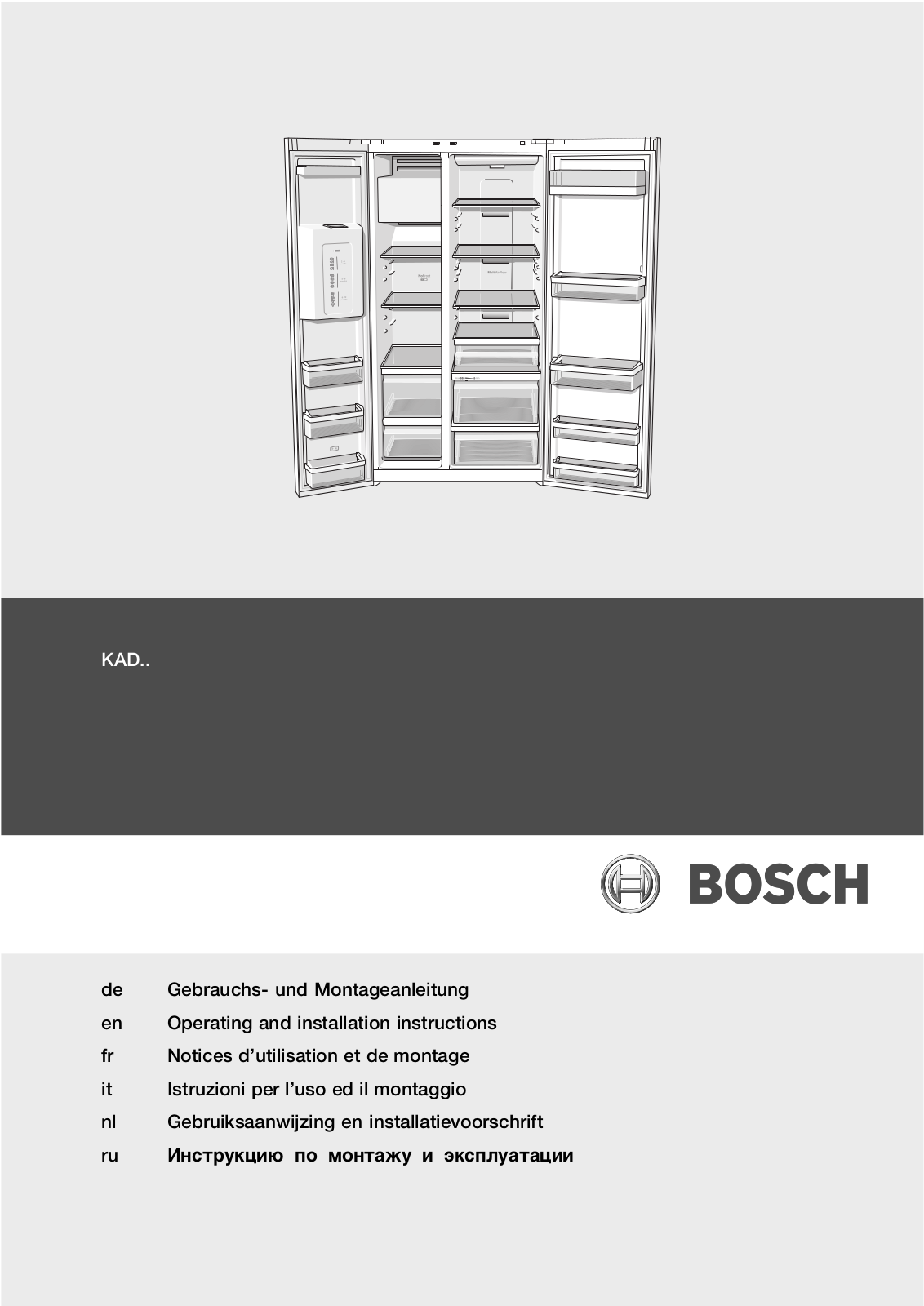 Bosch KAD 62V40/05, KAD 62V40/08, KAD 62V40/01, KAD 62V40/03, KAD 62V40/04 User Manual