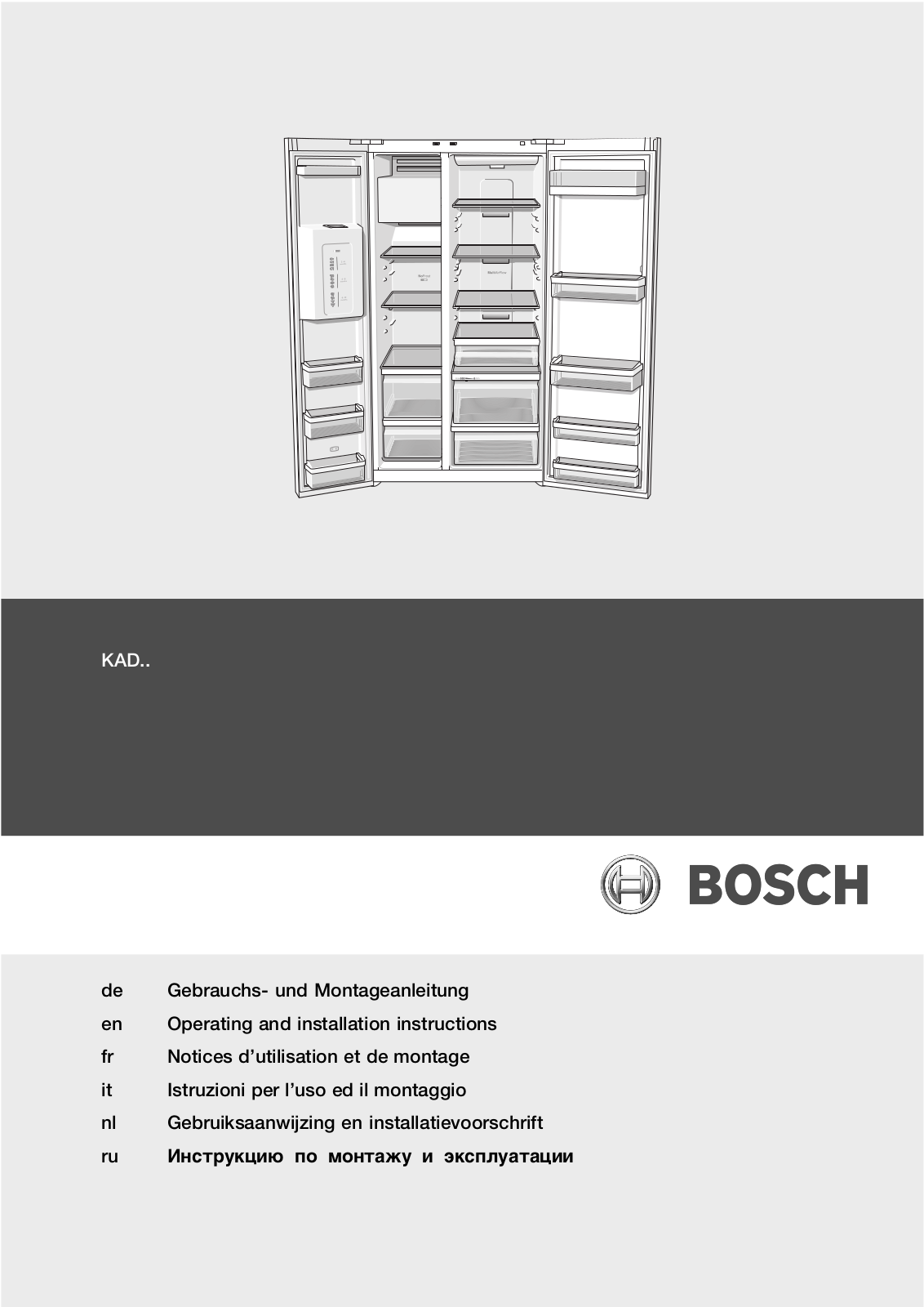 Bosch KAD 62V40/05, KAD 62V40/08, KAD 62V40/01, KAD 62V40/03, KAD 62V40/04 Manual