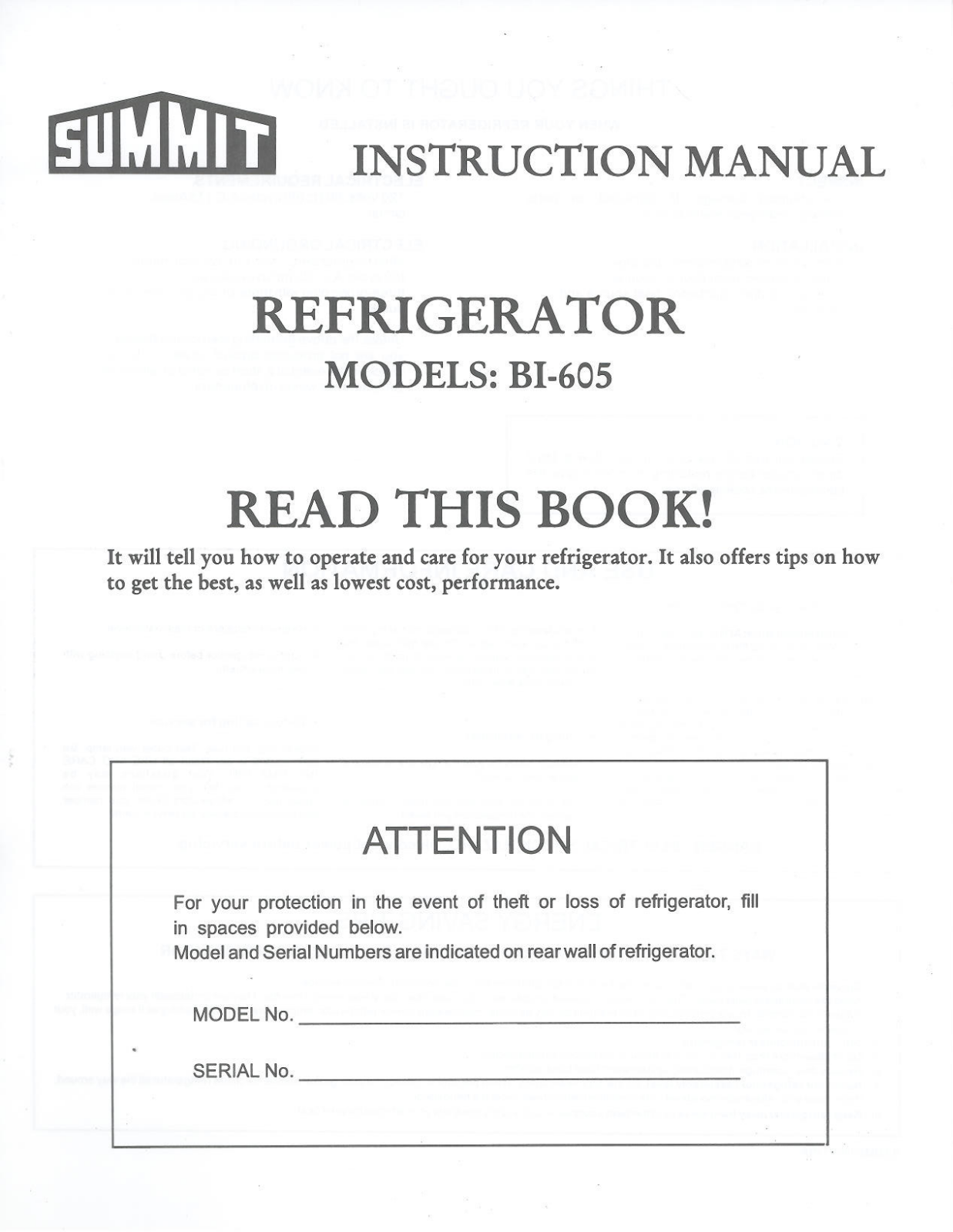 Summit RPC29BL User Manual