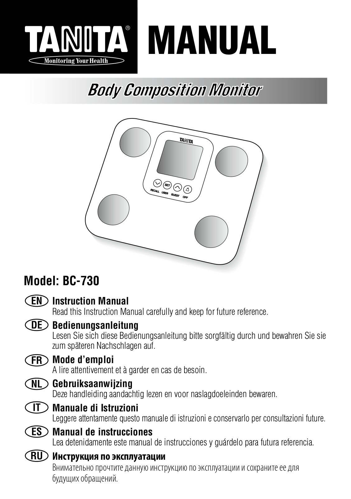 Tanita BC-730 User Manual