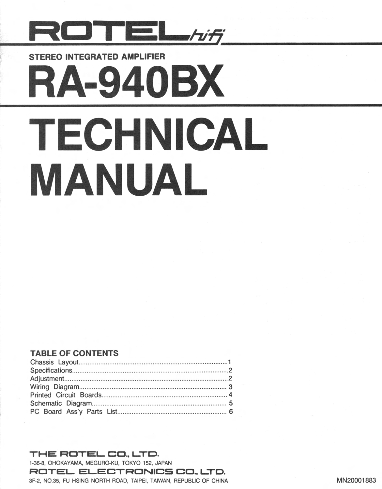 Rotel RA-940-BX Service manual