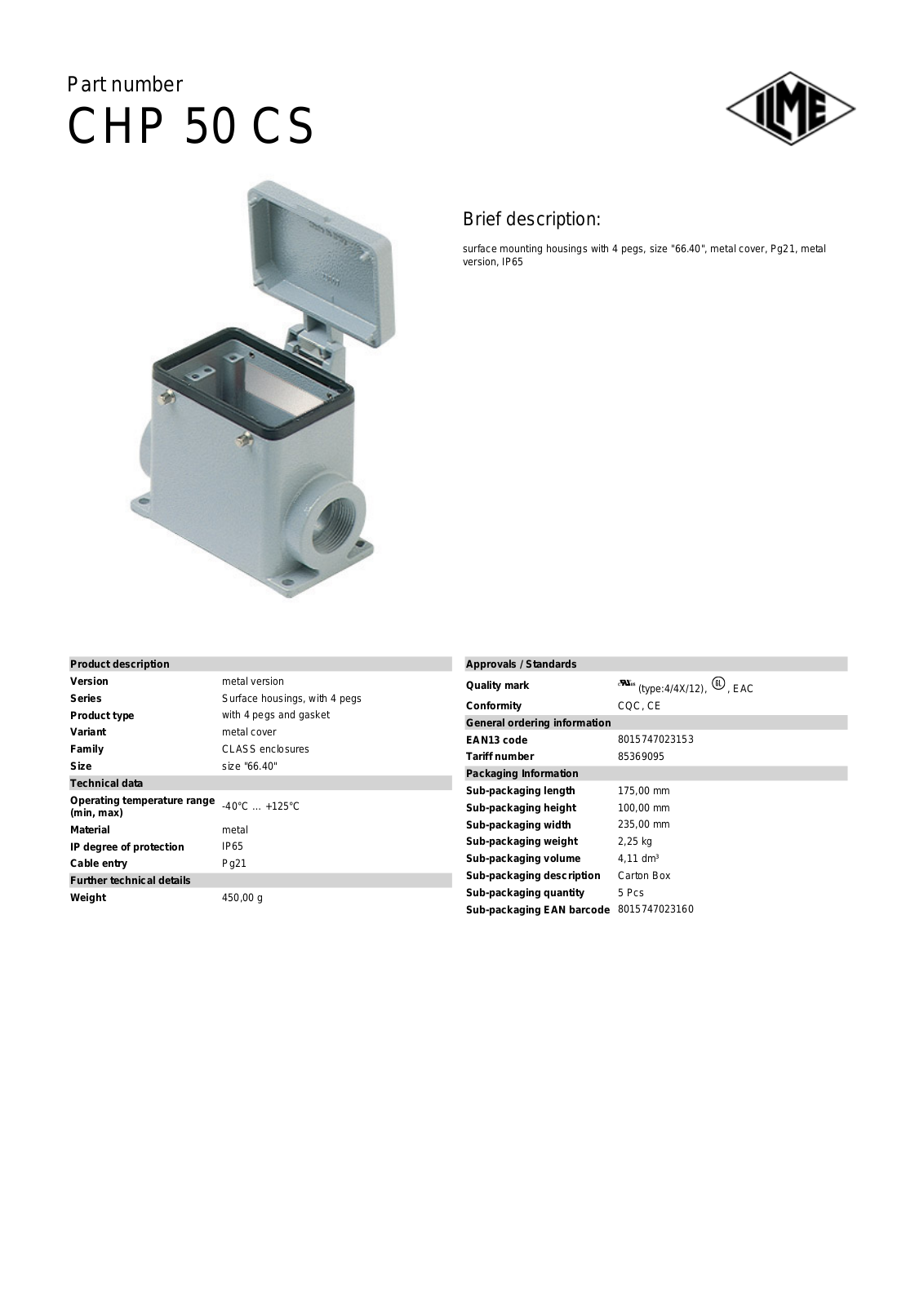 ILME CHP-50CS Data Sheet