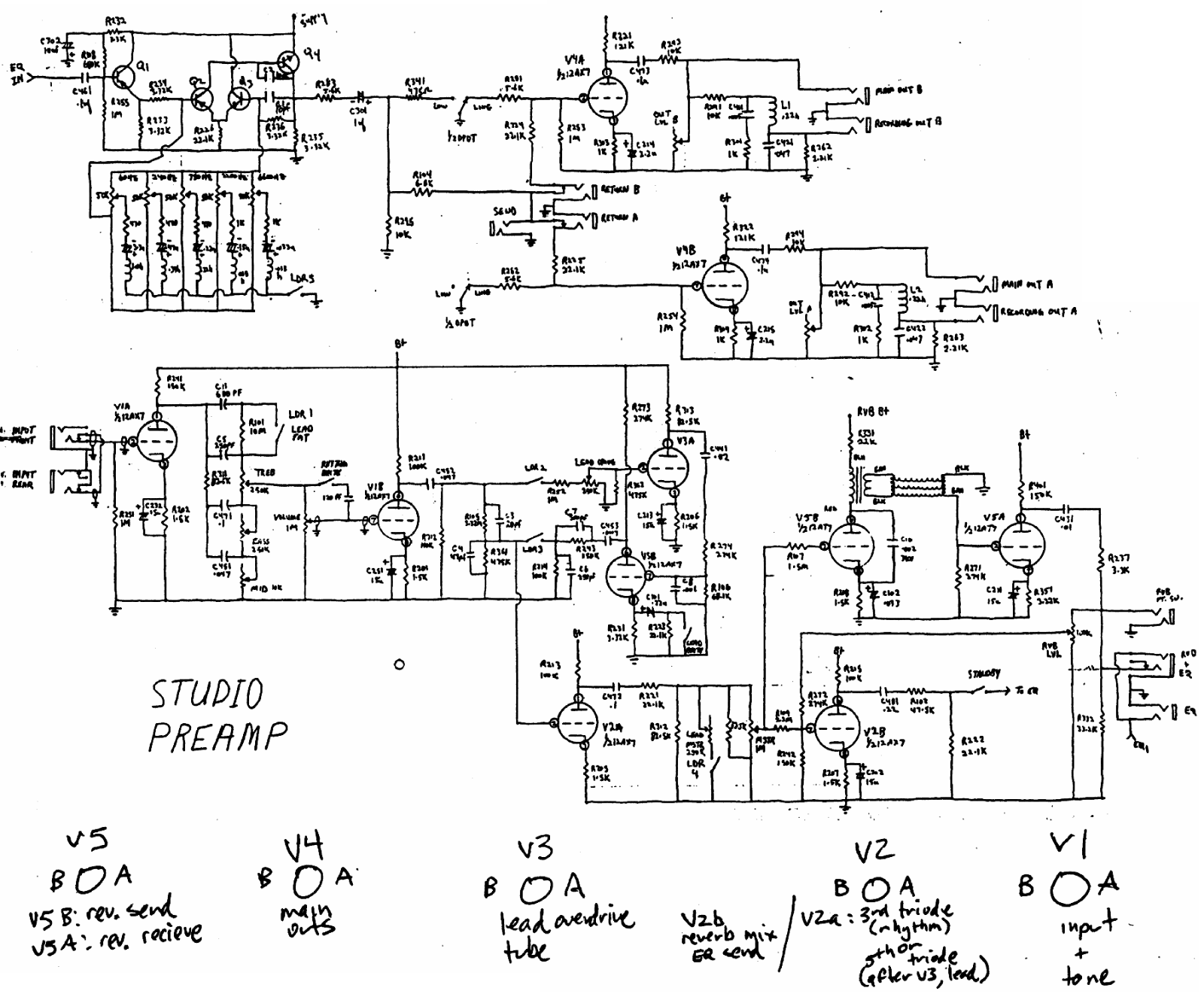 Mesa Boogie studio schematic