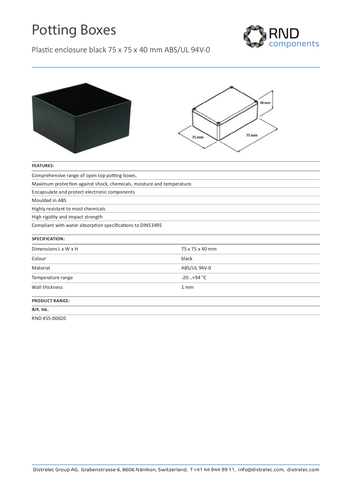 RND COMPONENTS RND 455-00020 Datasheet - ManualMachine.com