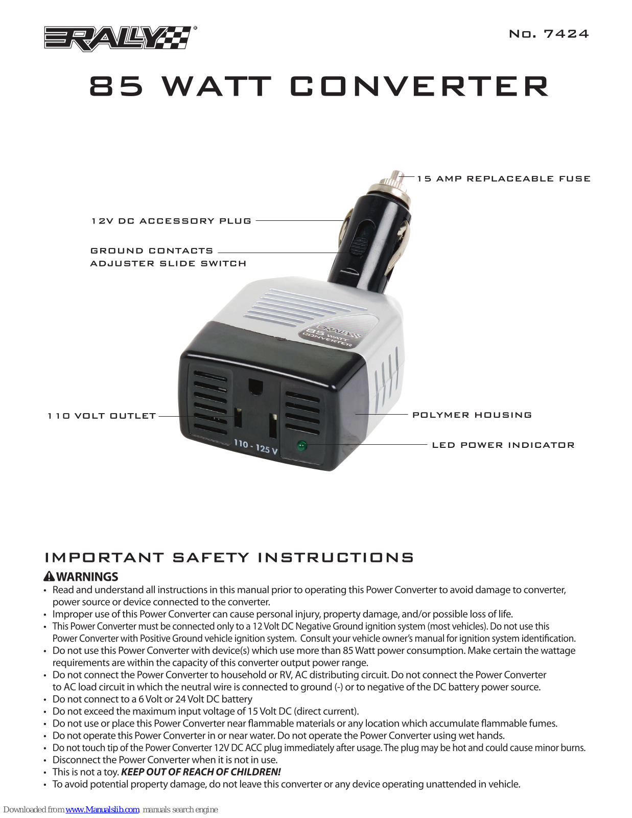 Rally 7424 User Manual - ManualMachine.com
