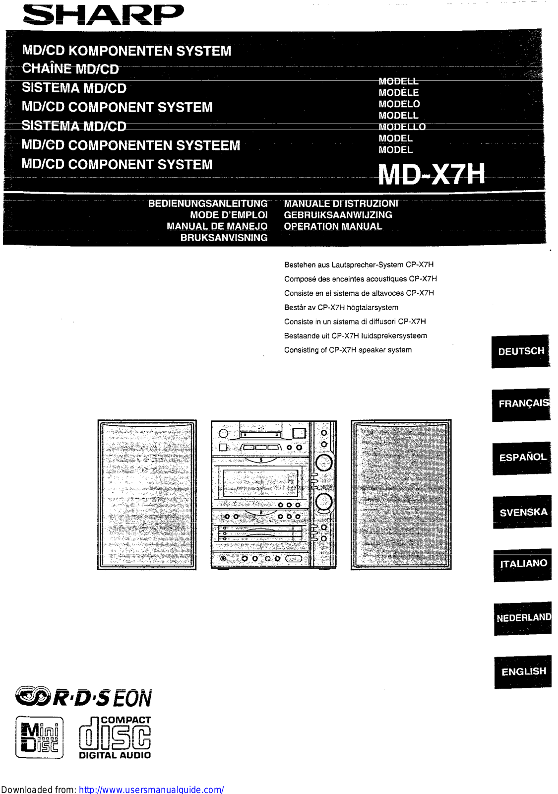 SHARP MD-X7H User Manual