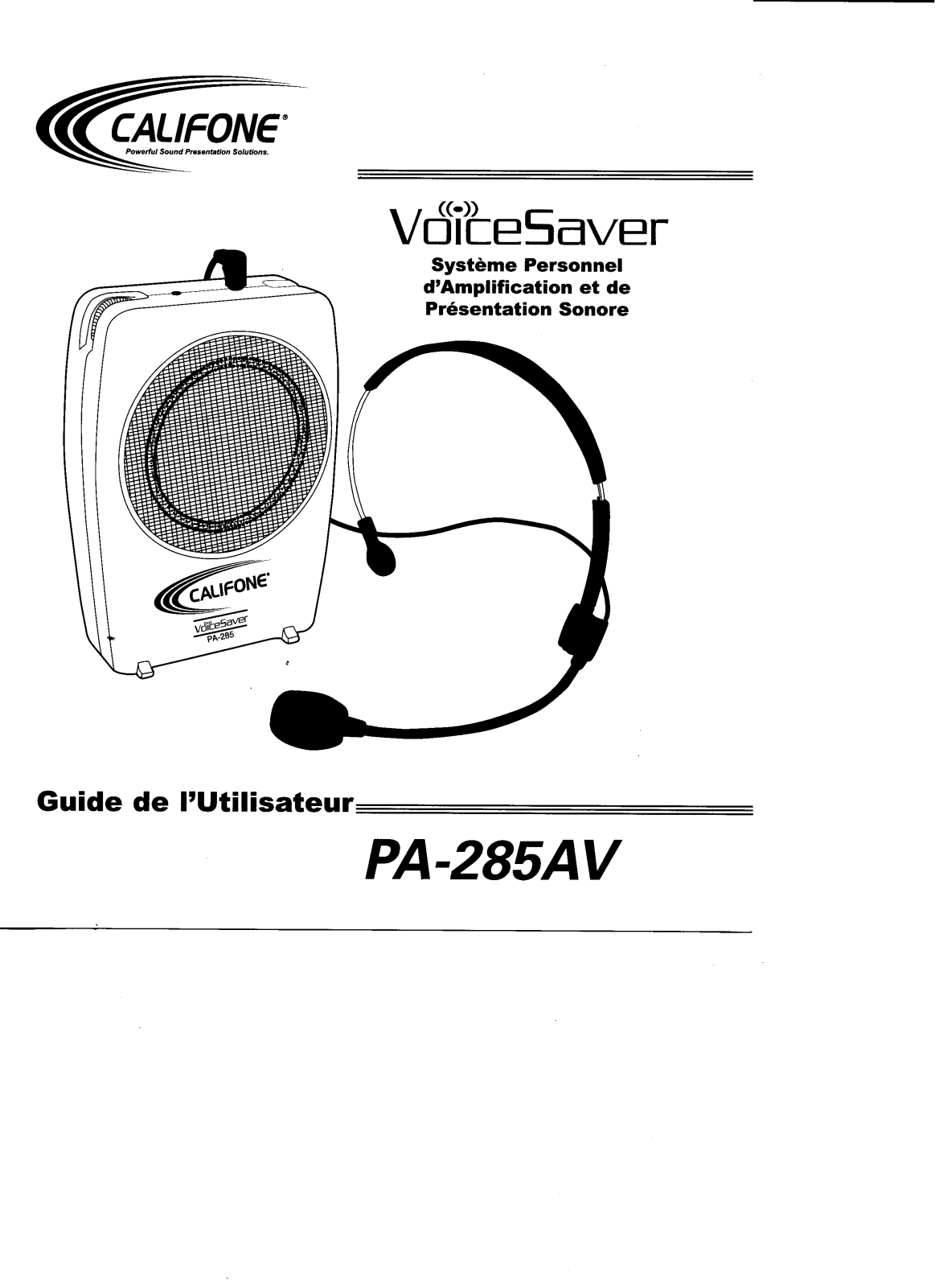 Califone PA-285AV Owners Manual